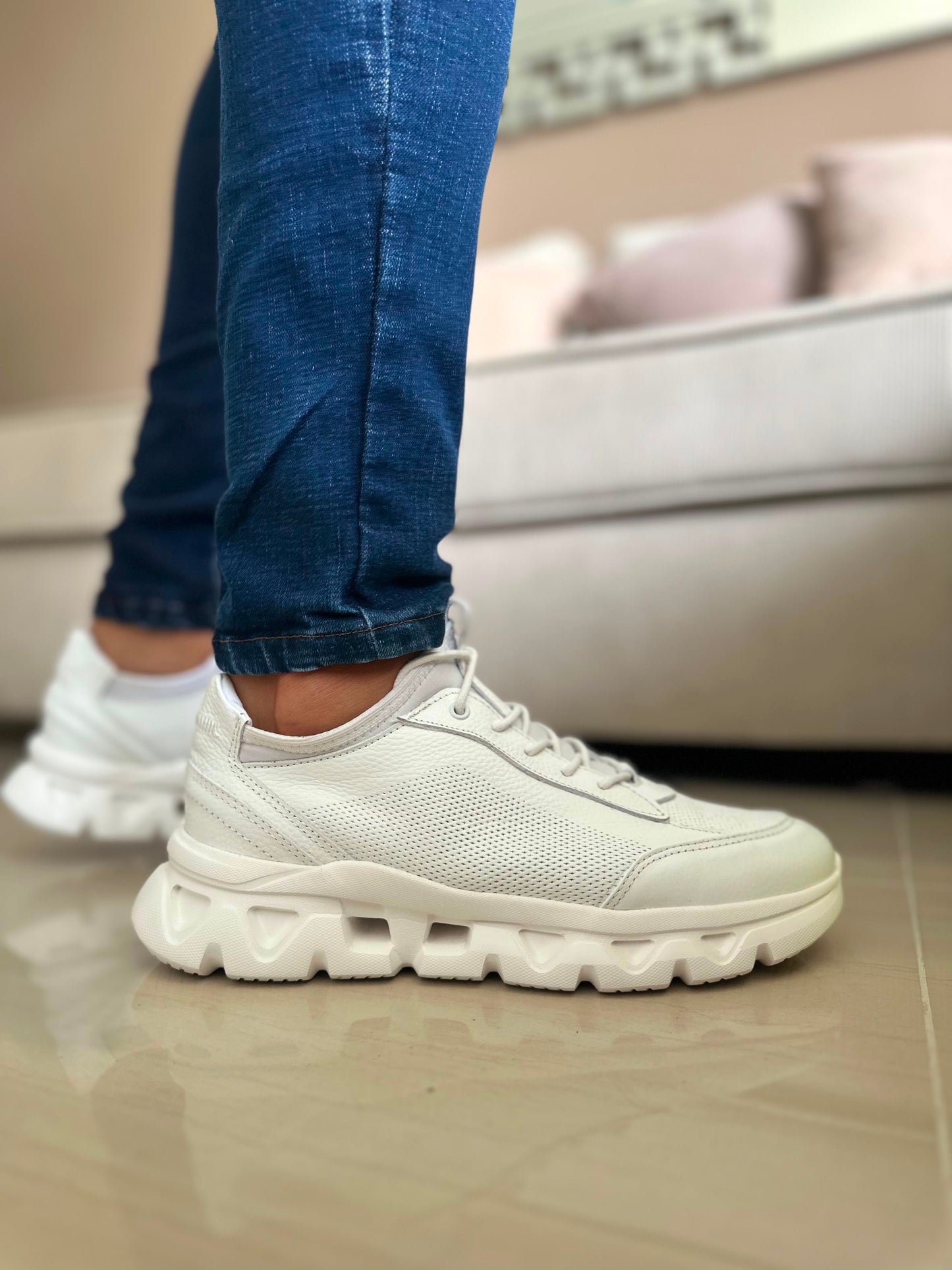 SNEAKERS LIT.-CUERO HOMBRE REF: 402 BLANCO