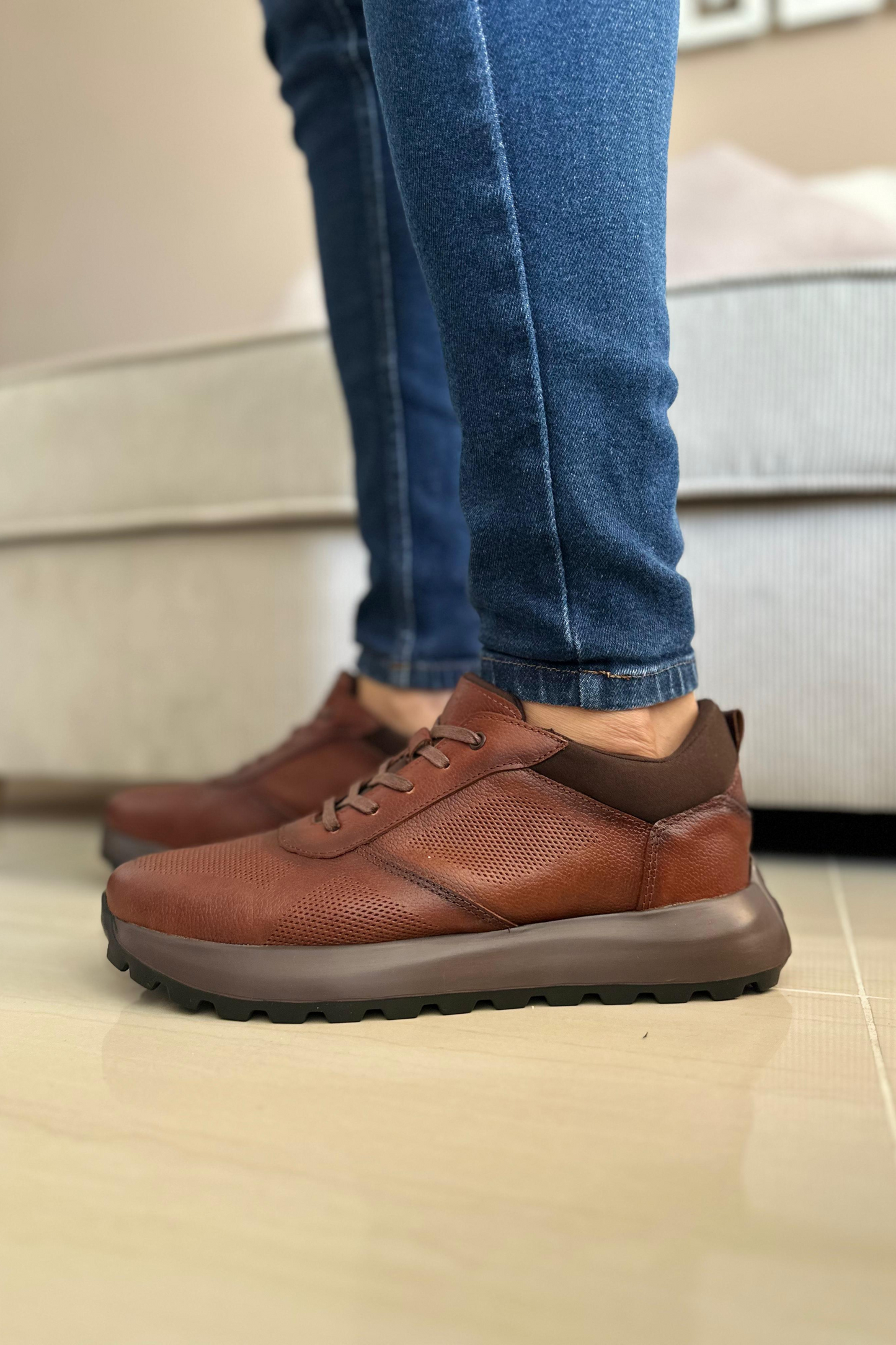 SNEAKER KRIS - PARA HOMBRE - EN CUERO - REF: 356