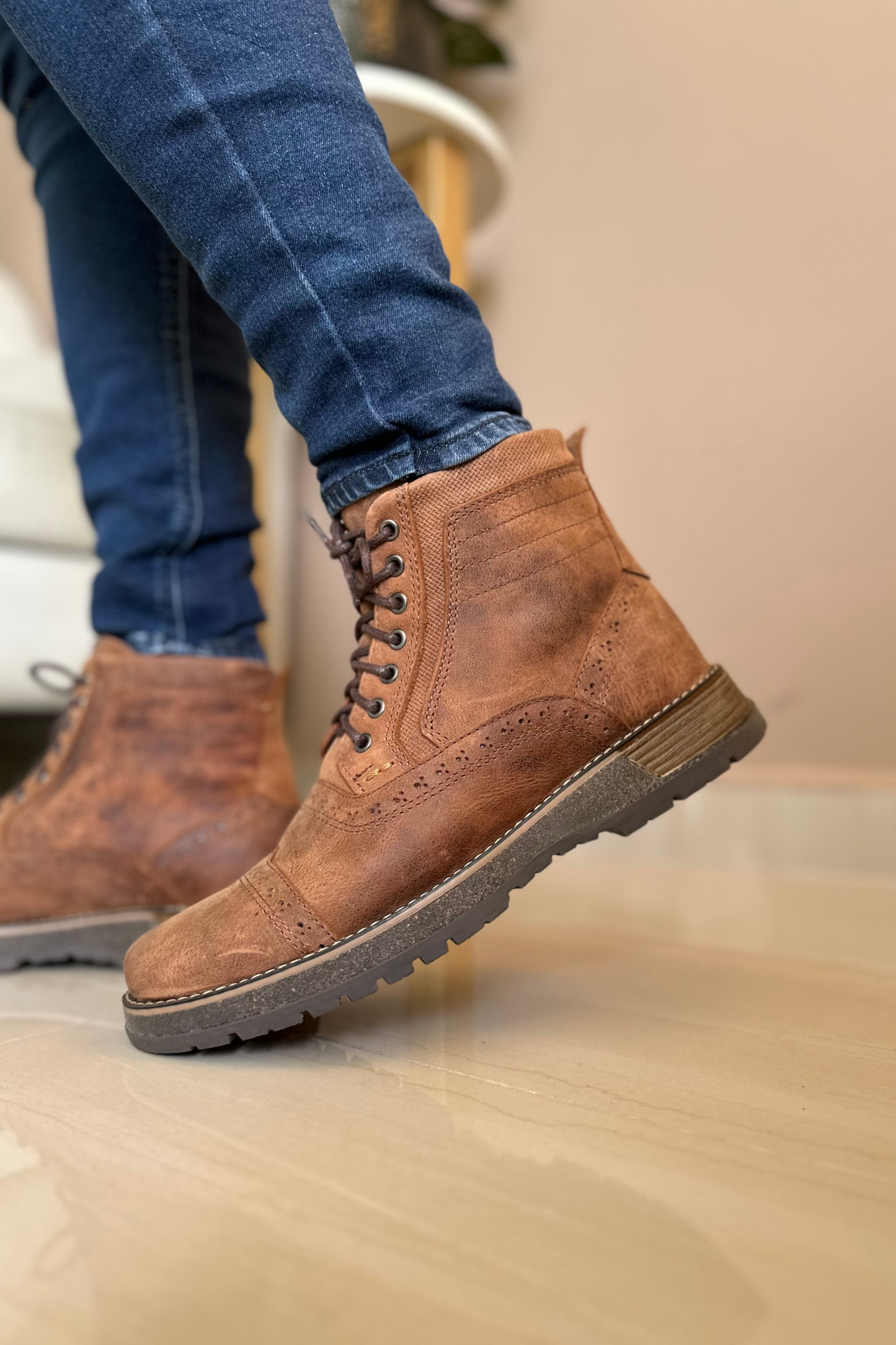 BOTAS FRACTAL - EN CUERO - PARA HOMBRE - REF: TUNJA