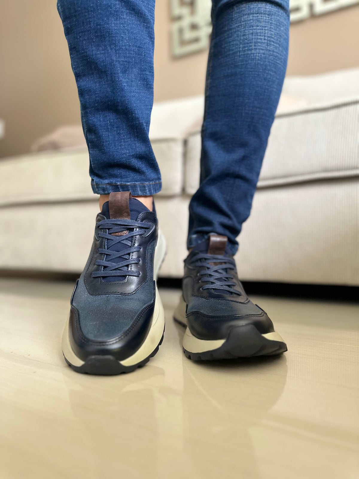 SNEAKERS BIN AZULES -CUERO REF: 3308