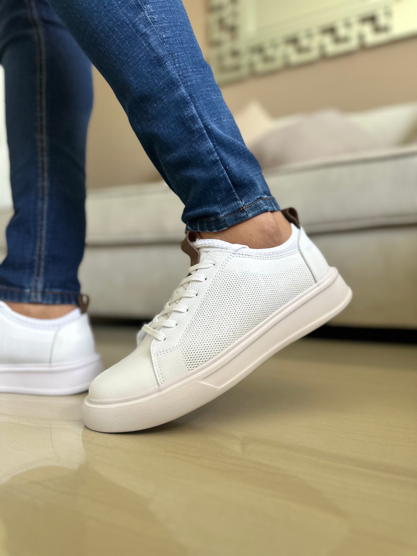 SNEAKER SPLIT BLANCOS - EN CUERO - PARA HOMBRE - REF: SPN 3021
