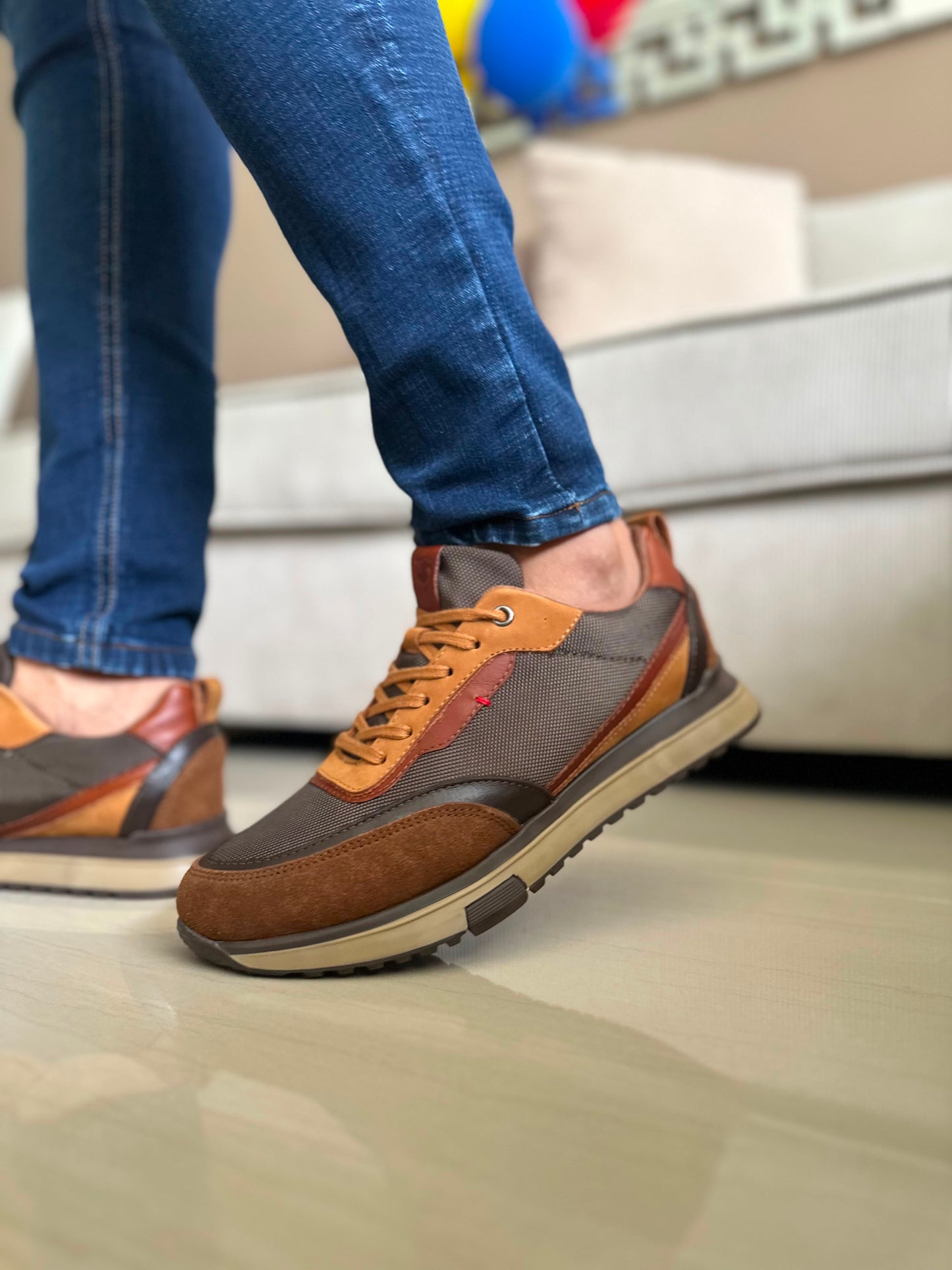 SNEAKERS GOP EN CUERO\LONA -REF: 317 MIEL