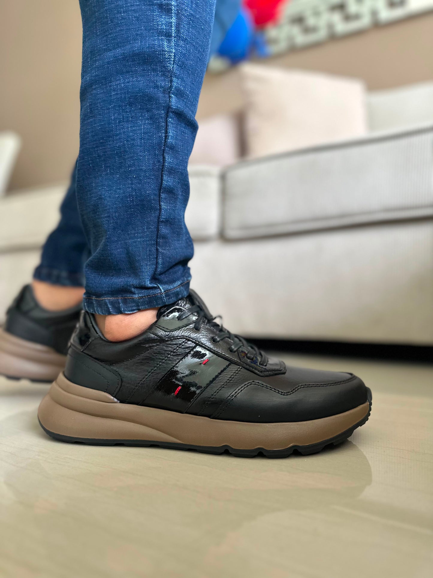SNEAKERS POUL CUERO- REF: 313 NEGRO