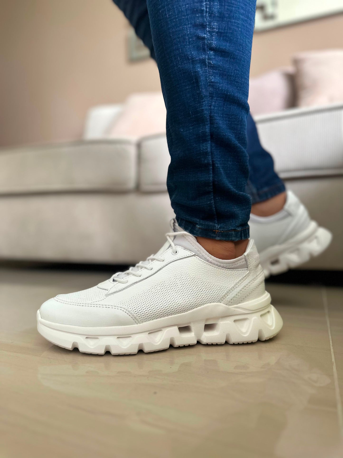 SNEAKERS LIT.-CUERO HOMBRE REF: 402 BLANCO