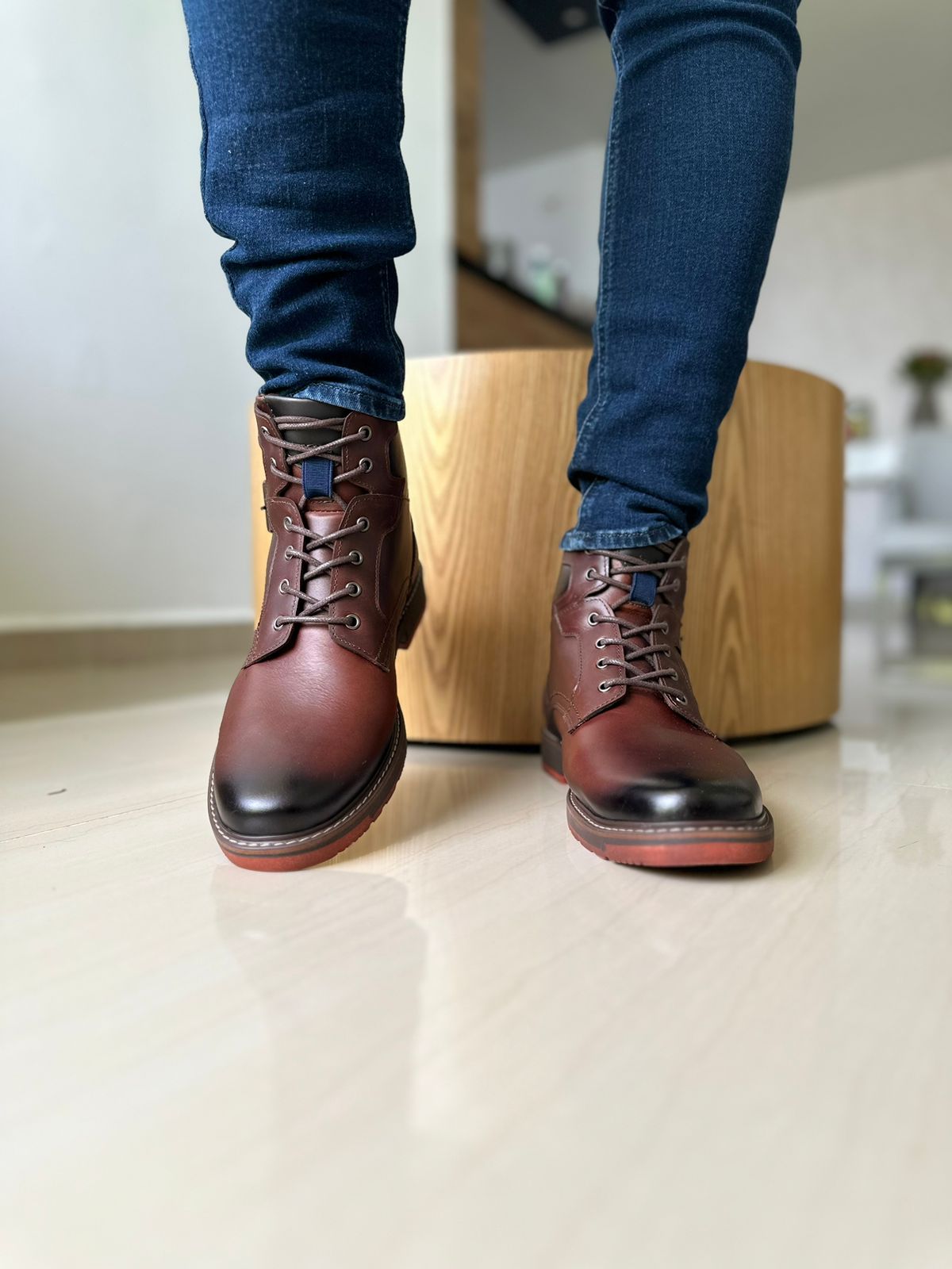 BOTAS SORA COÑAC  - EN CUERO LISO