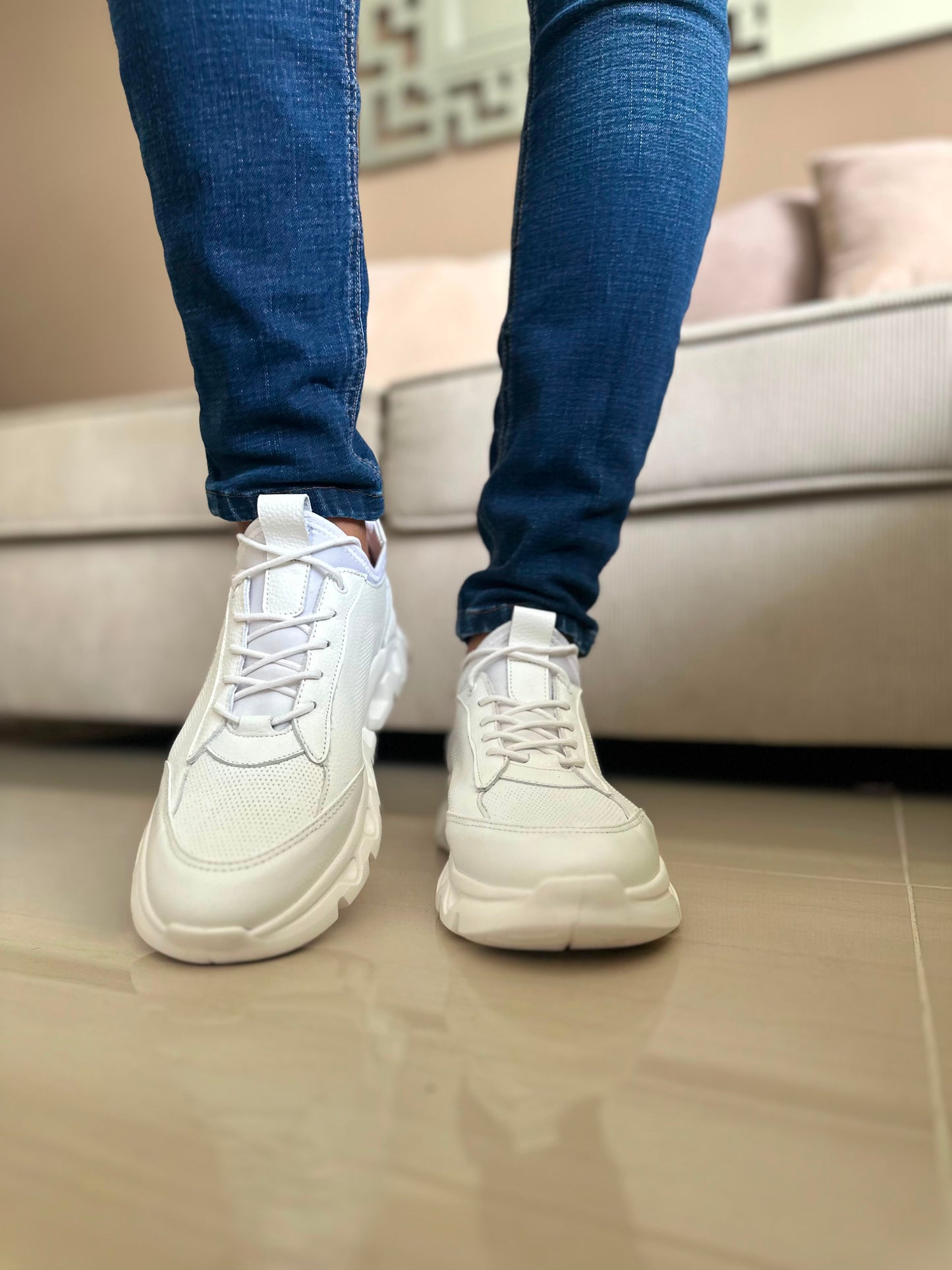 SNEAKERS LIT.-CUERO HOMBRE REF: 402 BLANCO