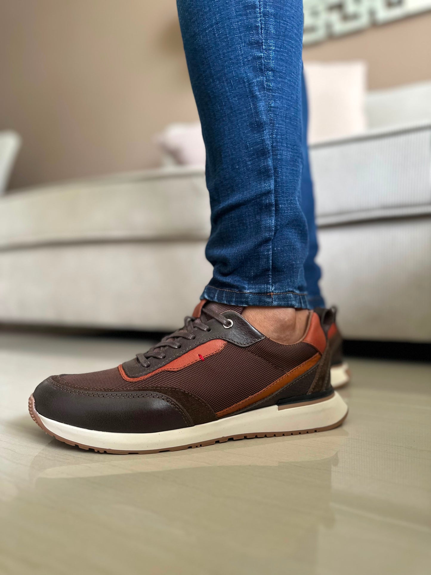 SNEAKERS GOP  EN CUERO\LONA -REF: 317 MIEL