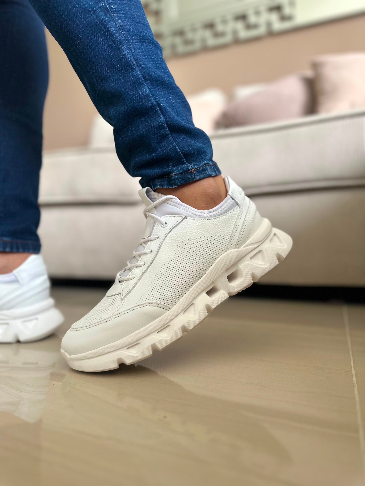 SNEAKERS LIT.-CUERO HOMBRE REF: 402 BLANCO