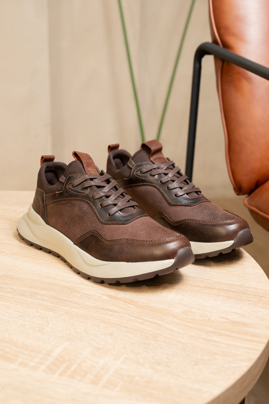 SNEAKERS BIN -CUERO REF: 3308 CAFE