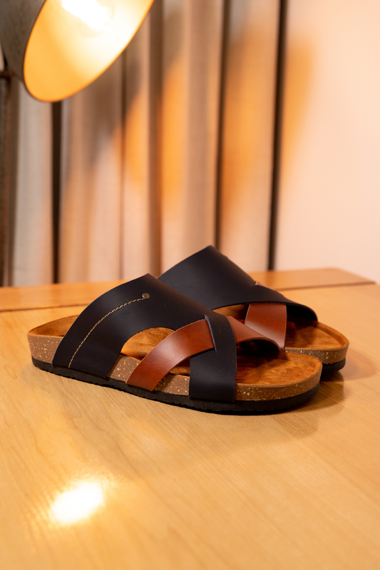 SANDALIA COLT - EN CUERO -  - REF: 12 COLOR AZULXCAFE