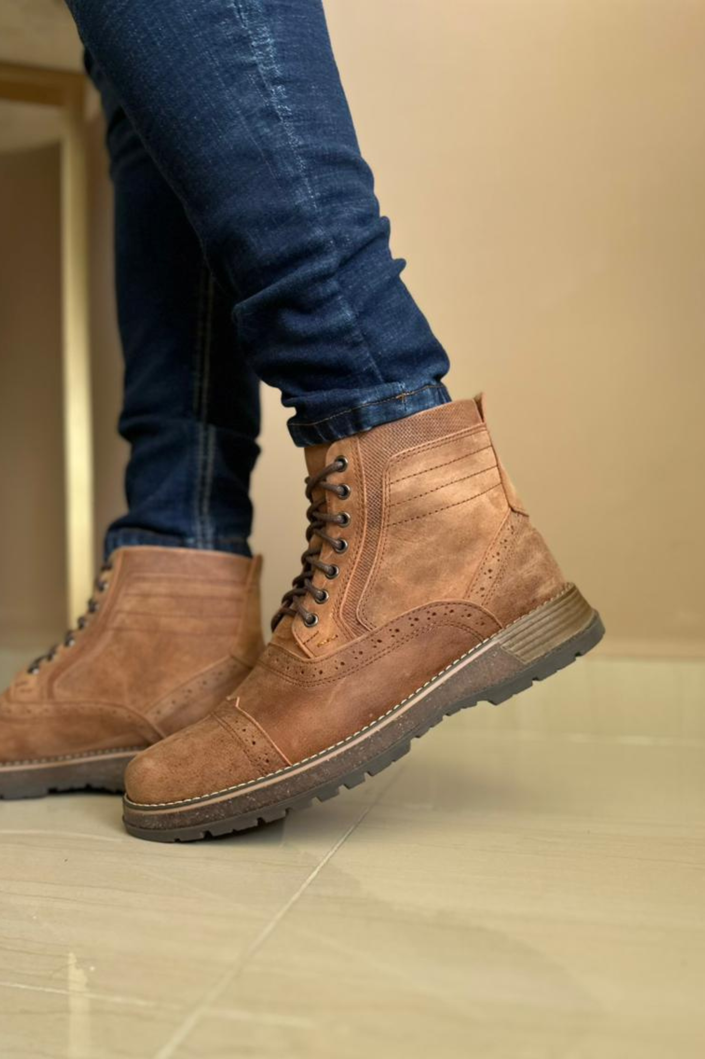 BOTAS FRACTAL - EN CUERO - PARA HOMBRE - REF: TUNJA