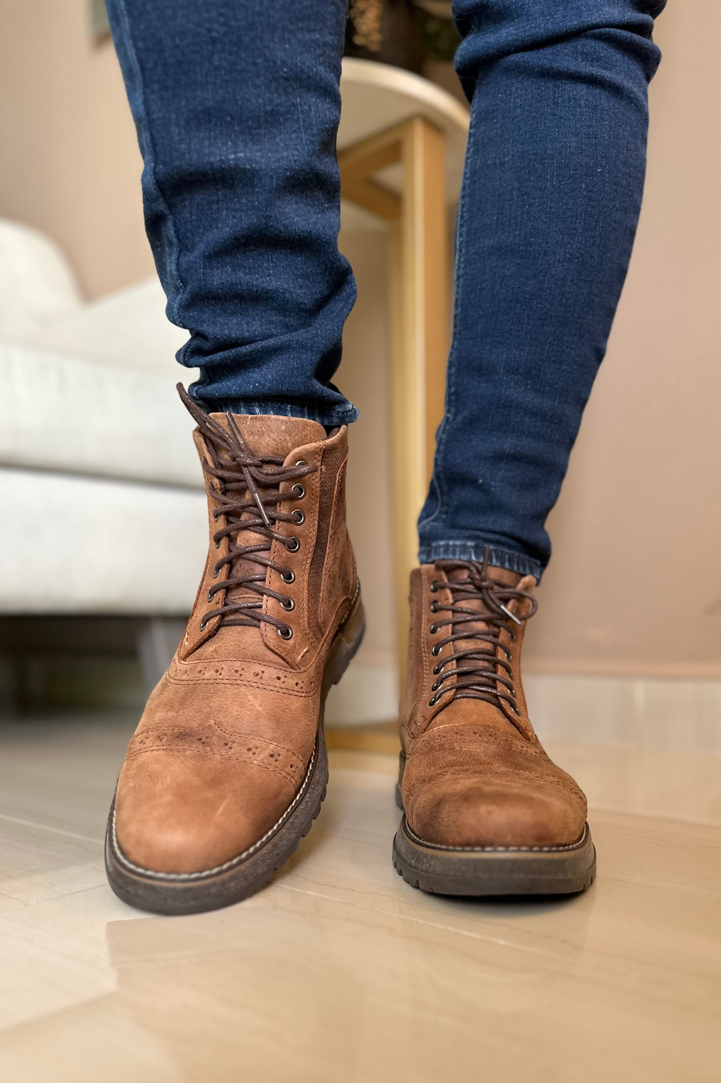 BOTAS FRACTAL - EN CUERO - PARA HOMBRE - REF: TUNJA