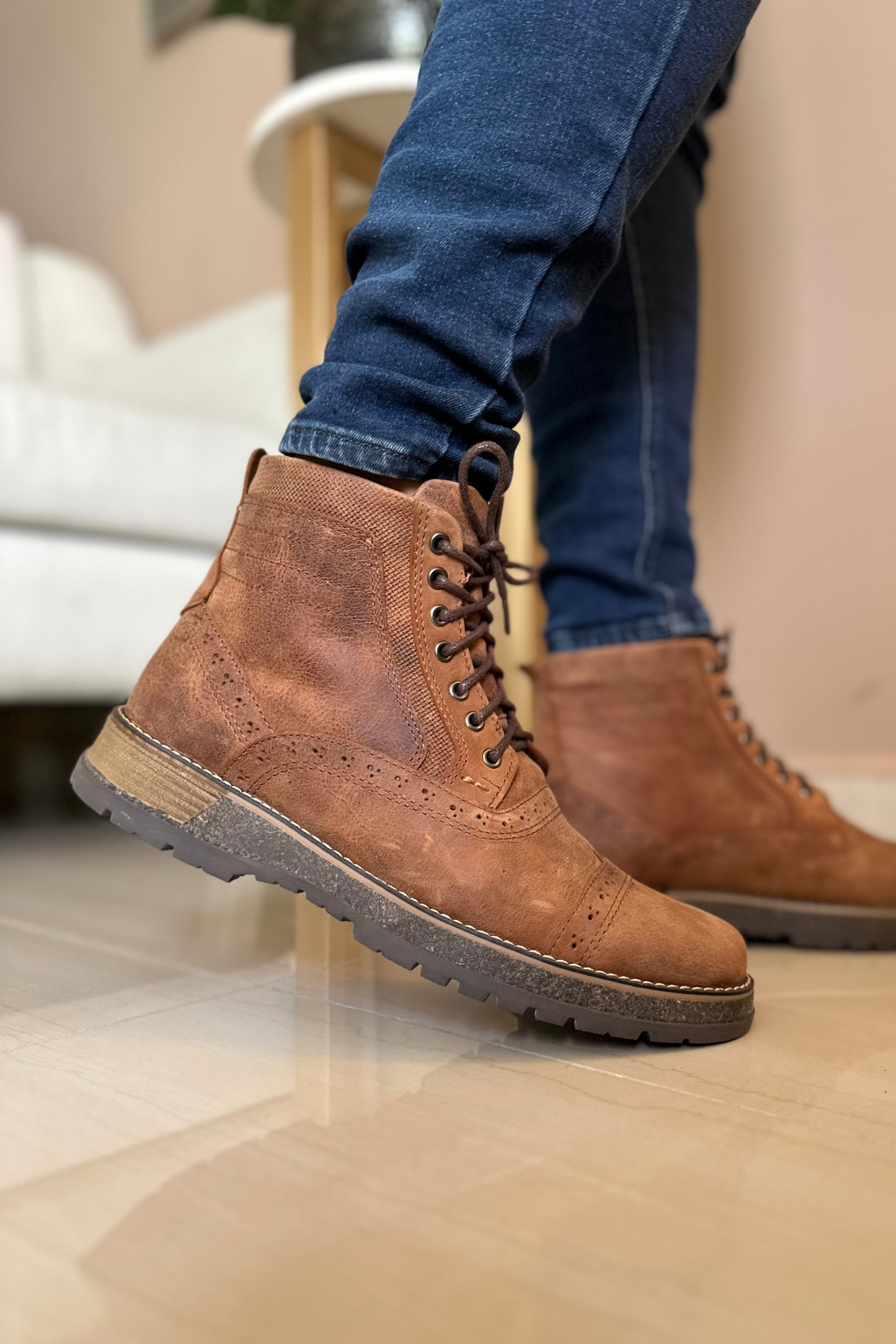 BOTAS FRACTAL - EN CUERO - PARA HOMBRE - REF: TUNJA
