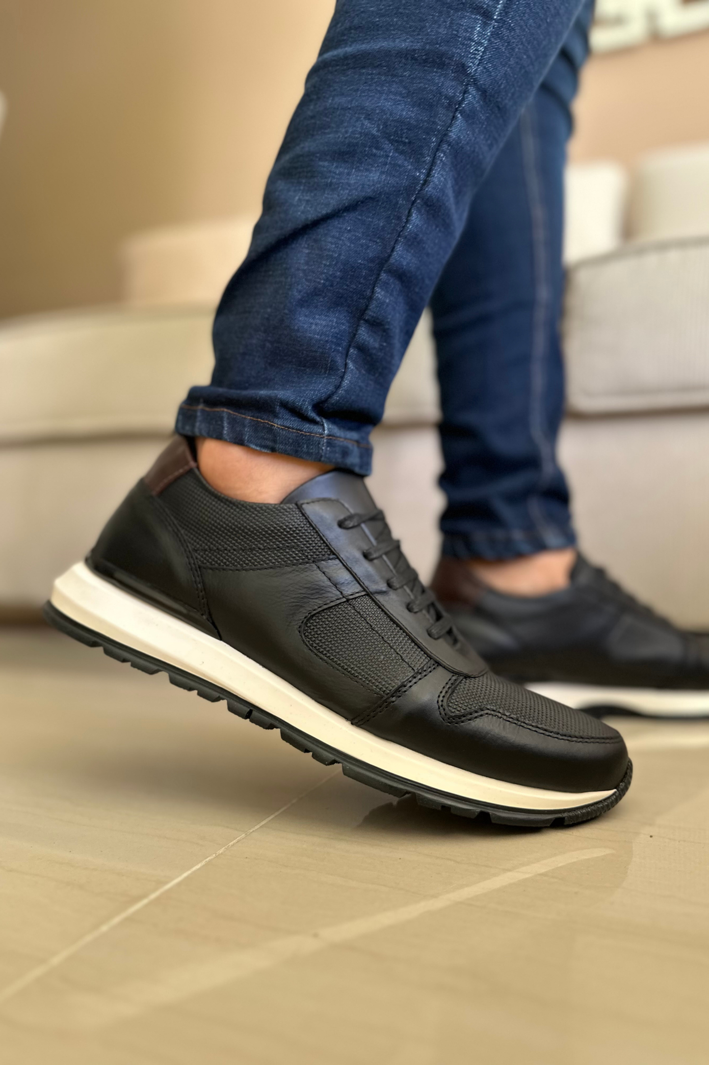 SNEAKER MERINO - EN CUERO - PARA HOMBRE RF : 2822