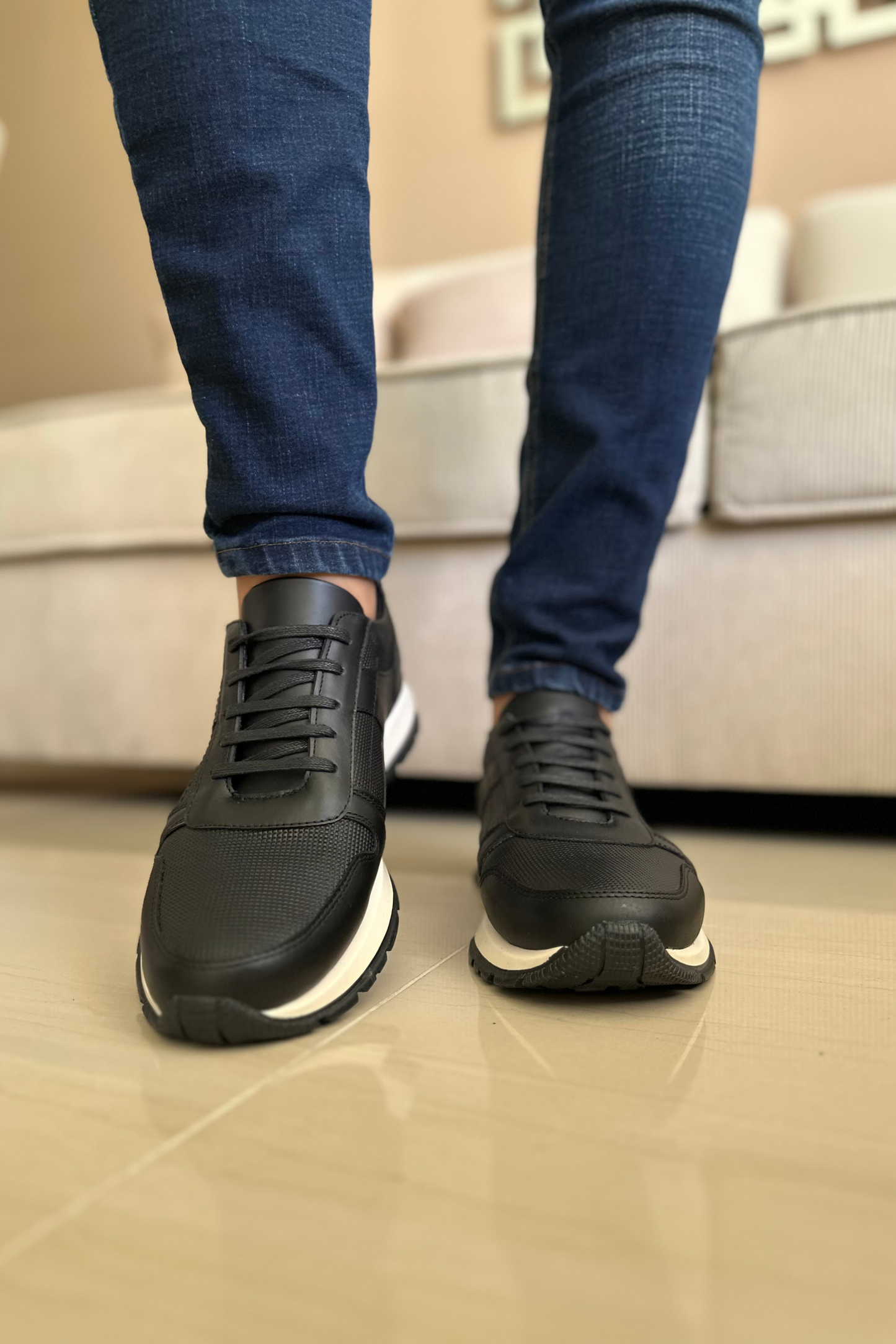 SNEAKER MERINO - EN CUERO - PARA HOMBRE RF : 2822