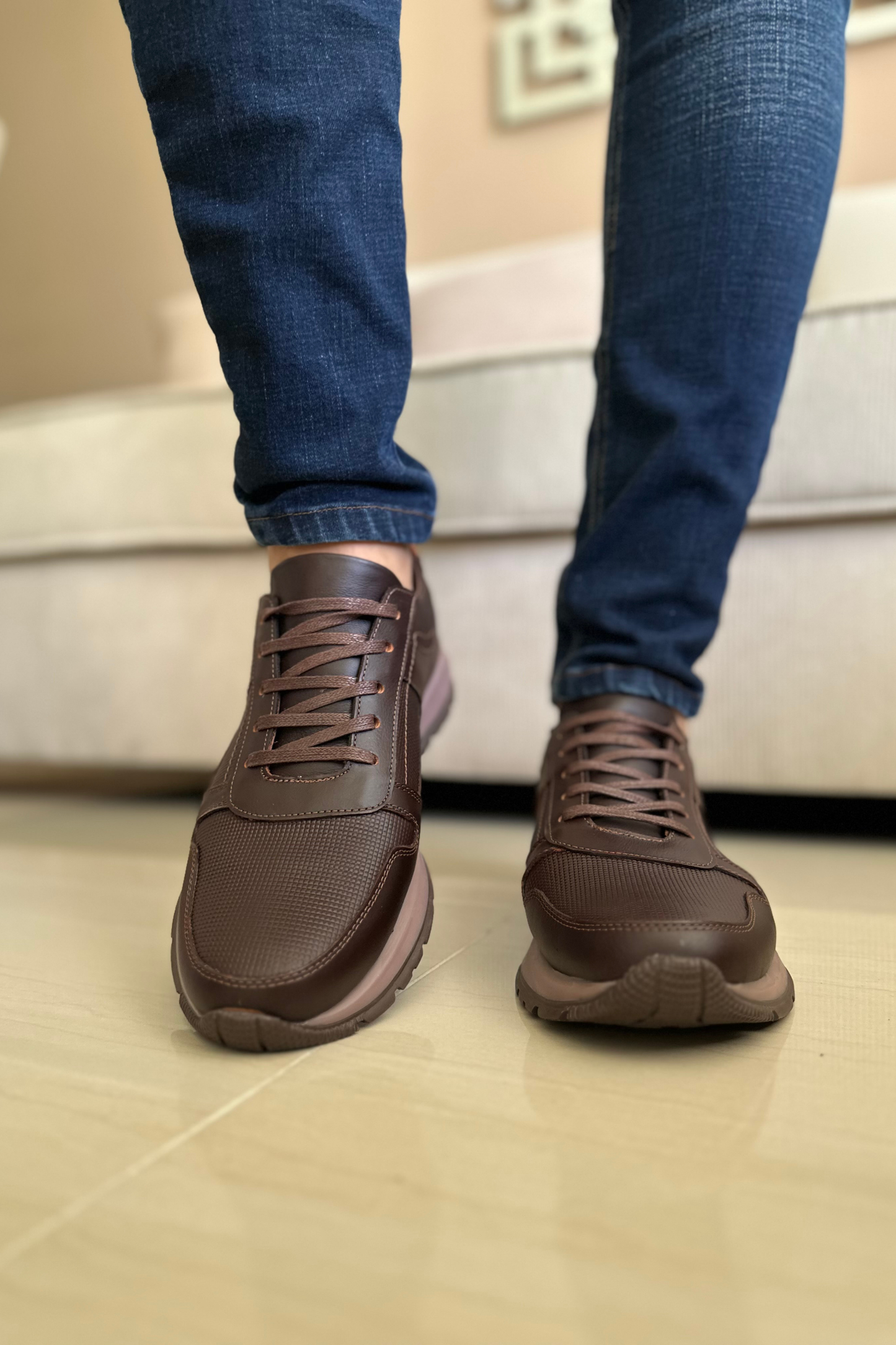 SNEAKER MERINO - EN CUERO - PARA HOMBRE
