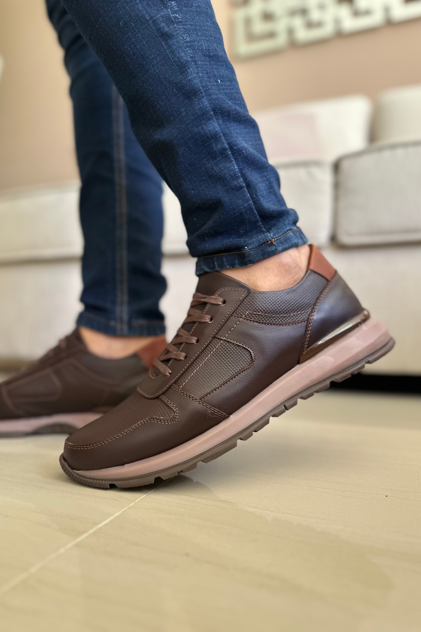 SNEAKER MERINO - EN CUERO - PARA HOMBRE