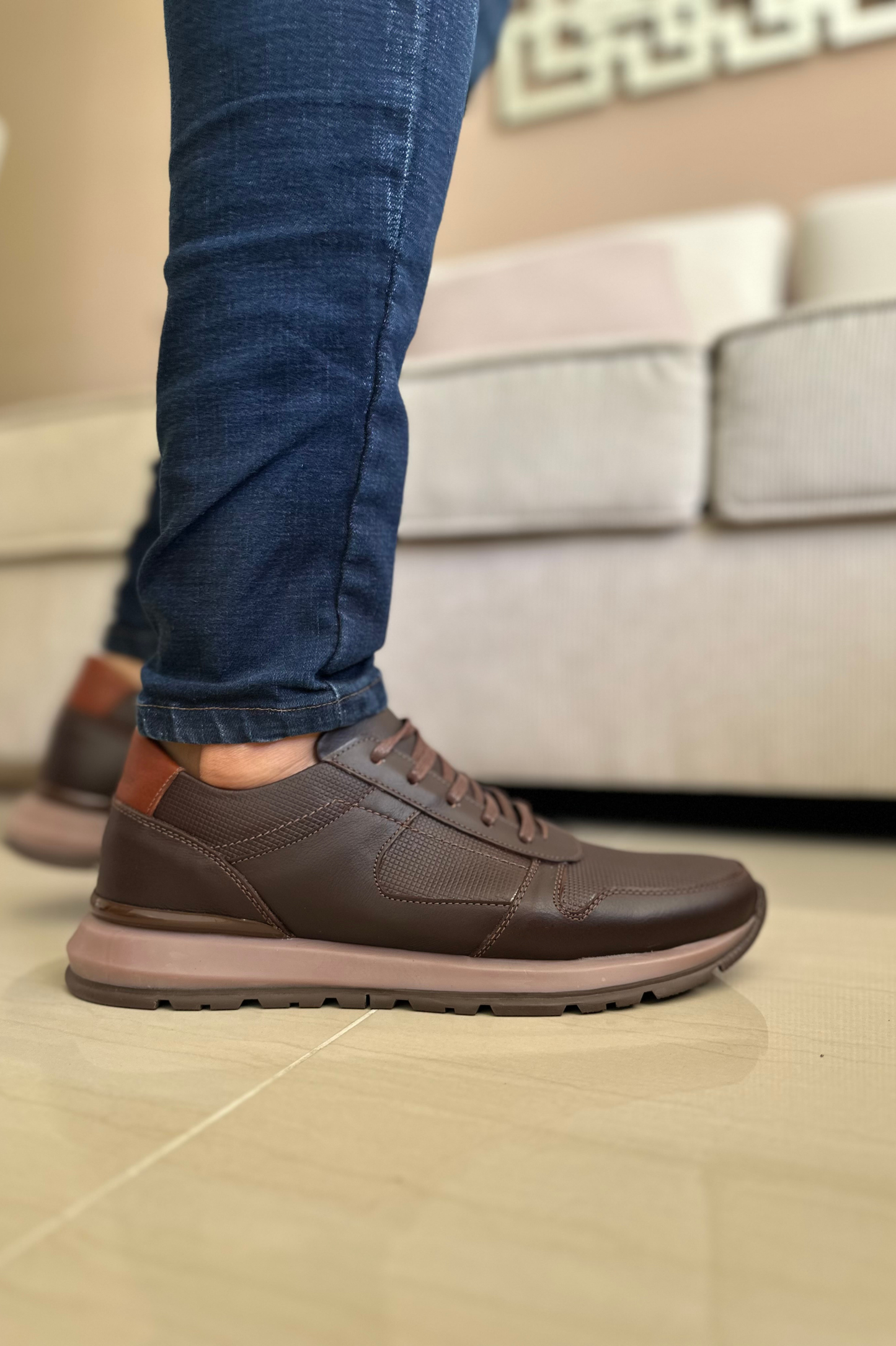 SNEAKER MERINO - EN CUERO - PARA HOMBRE