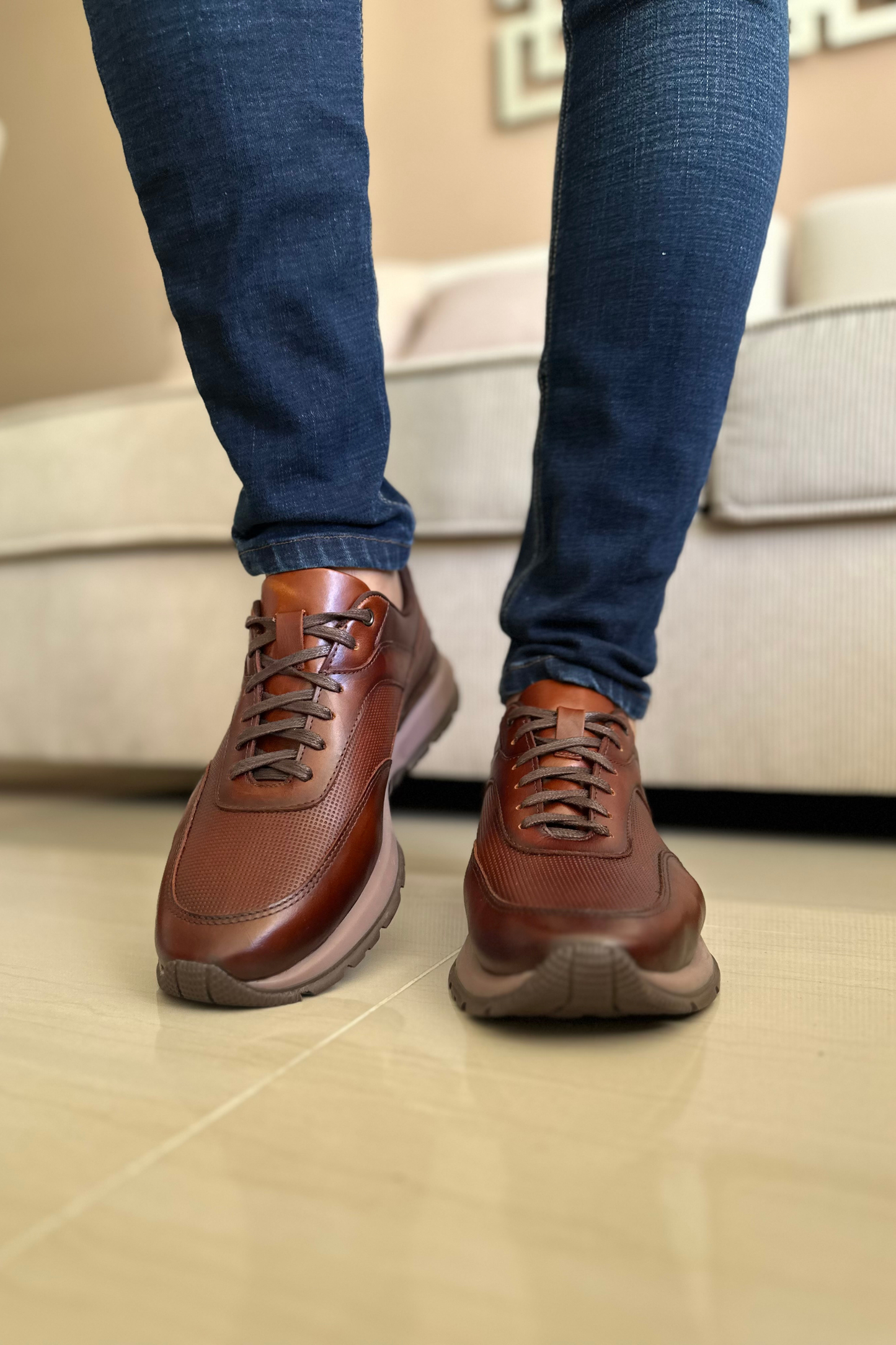 SNEAKER MERINO - EN CUERO - PARA HOMBRE