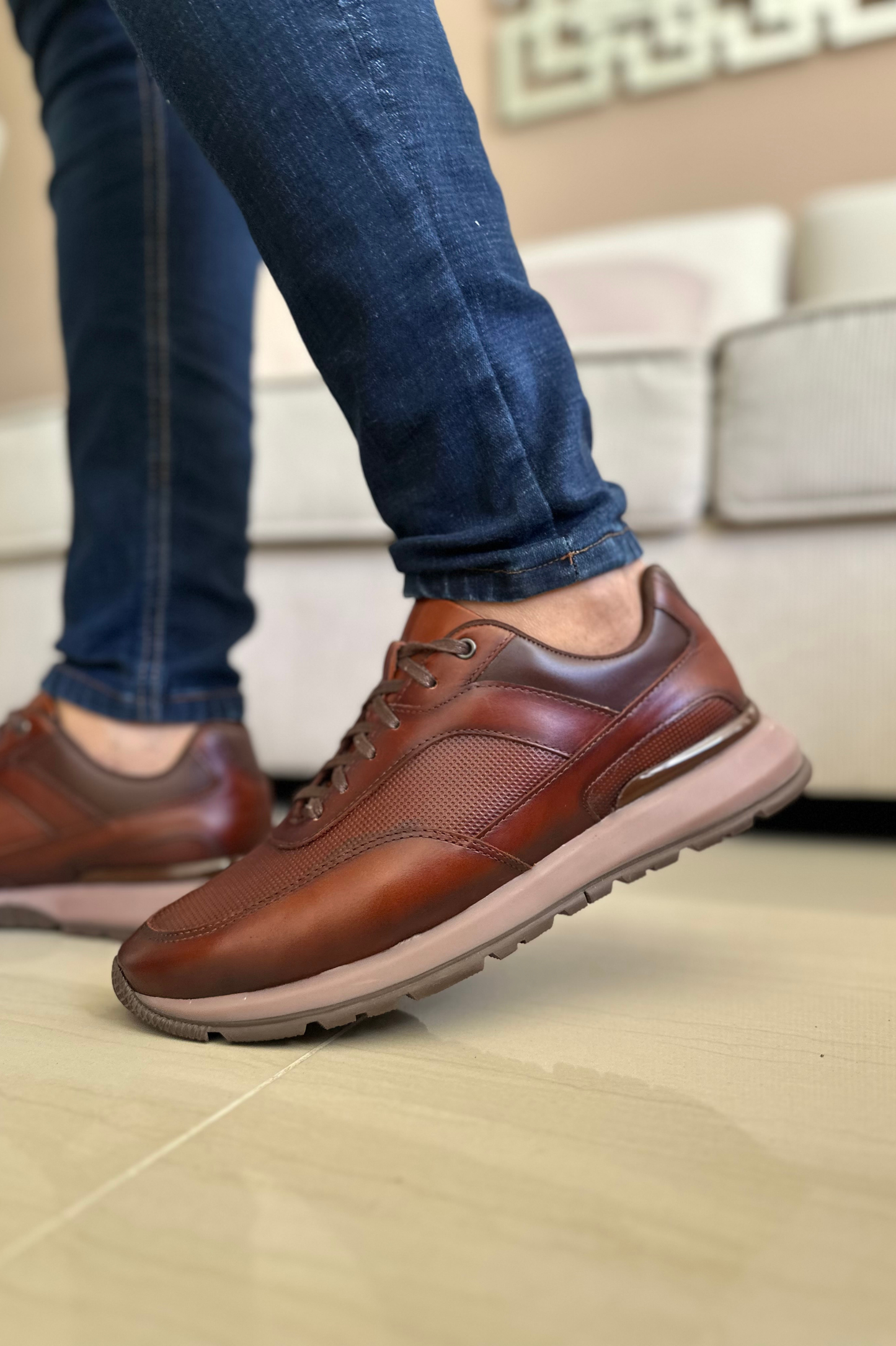 SNEAKER MERINO - EN CUERO - PARA HOMBRE