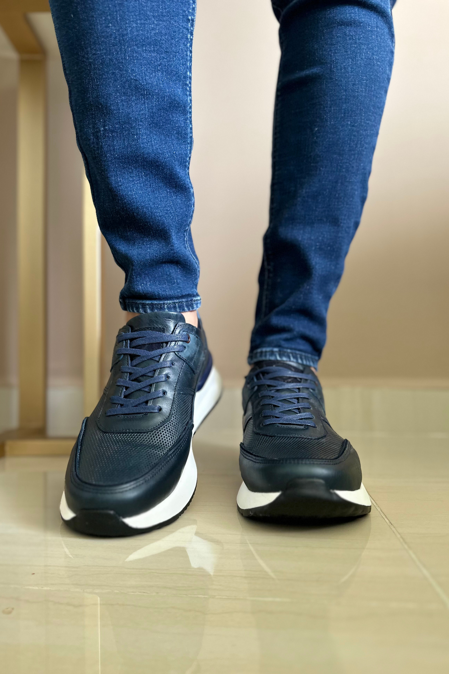 SNEAKERS FOLA - CUERO AZUL - PARA HOMBRE - REF: CR8