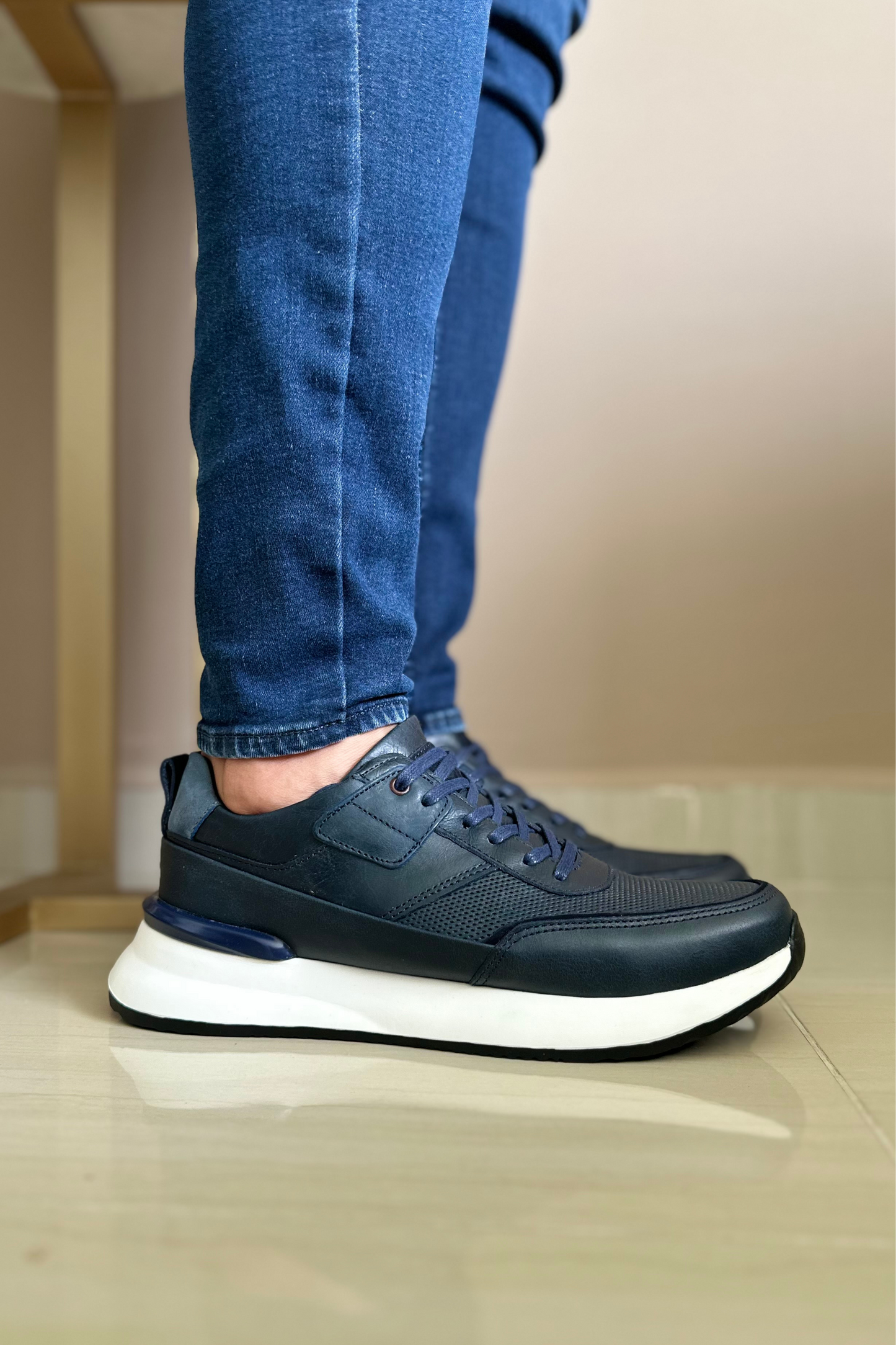 SNEAKERS FOLA - CUERO AZUL - PARA HOMBRE - REF: CR8