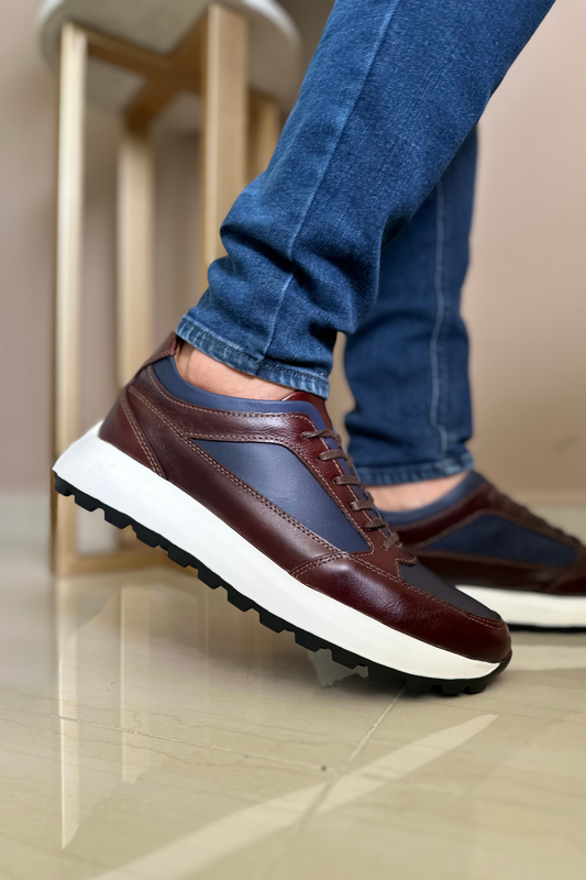 SNEAKER GARNET - EN CUERO - PARA HOMBRE - REF: SPIN 3090
