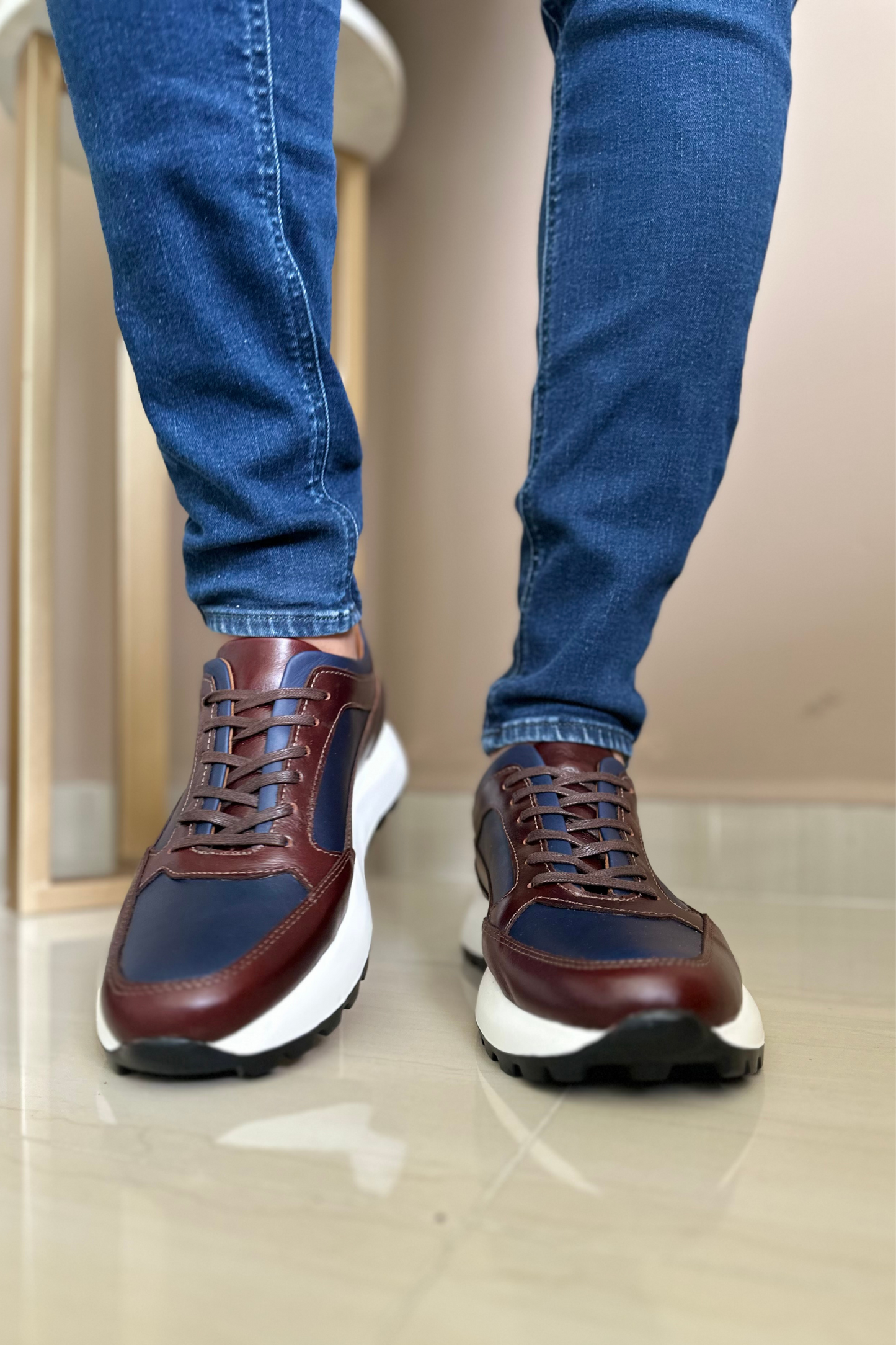SNEAKER GARNET - EN CUERO - PARA HOMBRE - REF: SPIN 3090