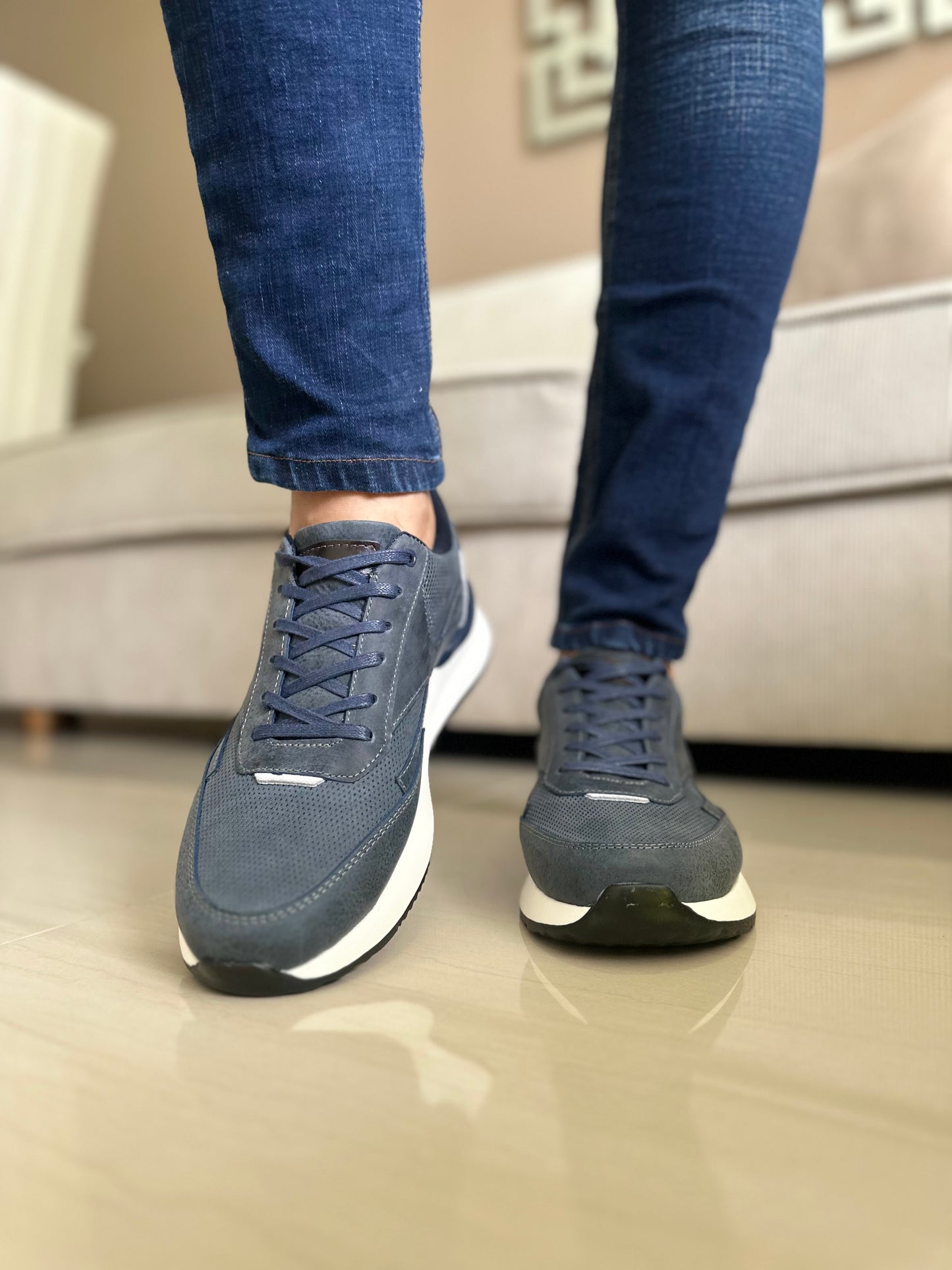 SNEAKERS GRIS CUERO NOBUCK REF:3223