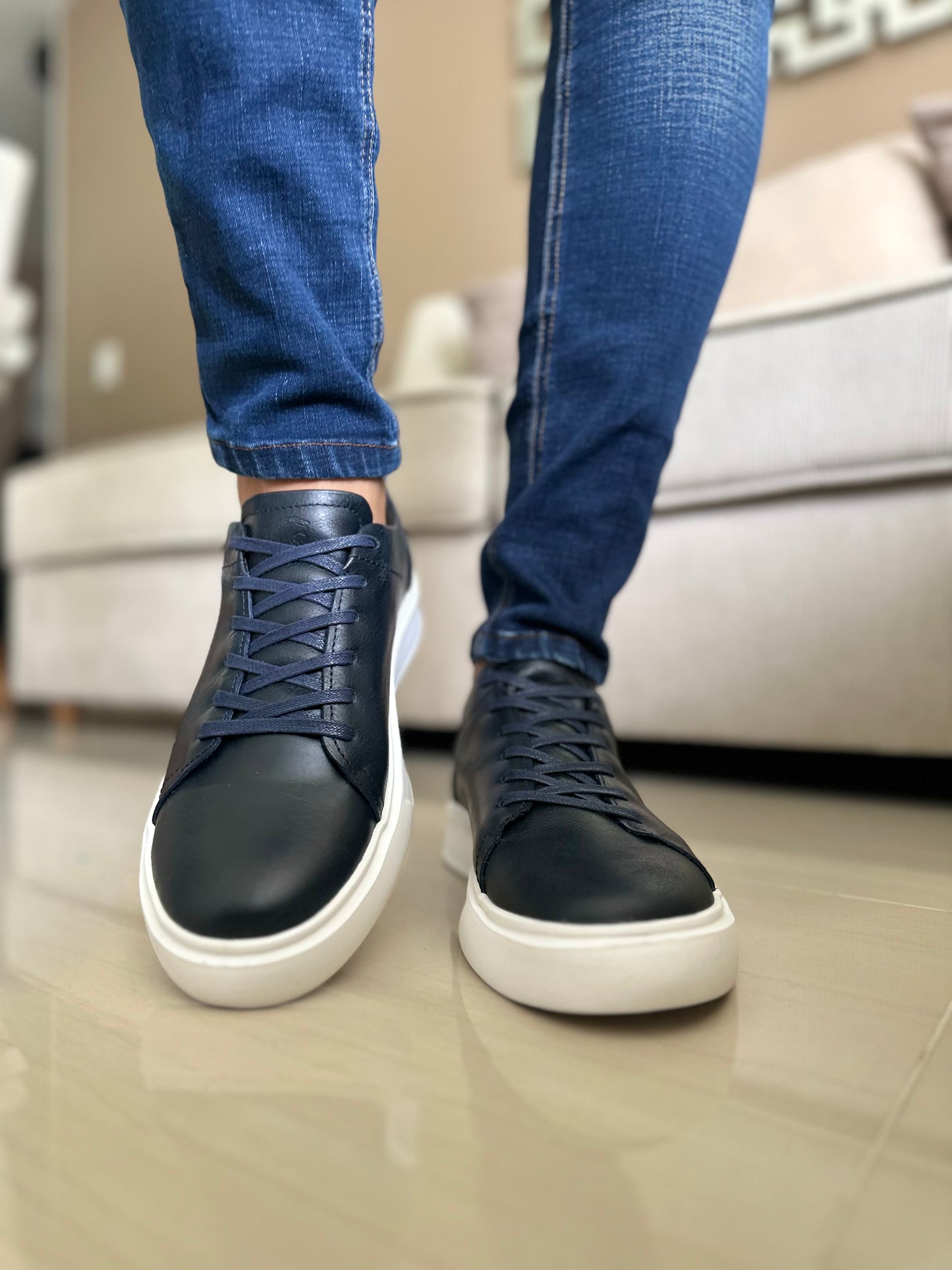 SNEAKERS NEW -CUERO VACUNO REF 3312 AZUL