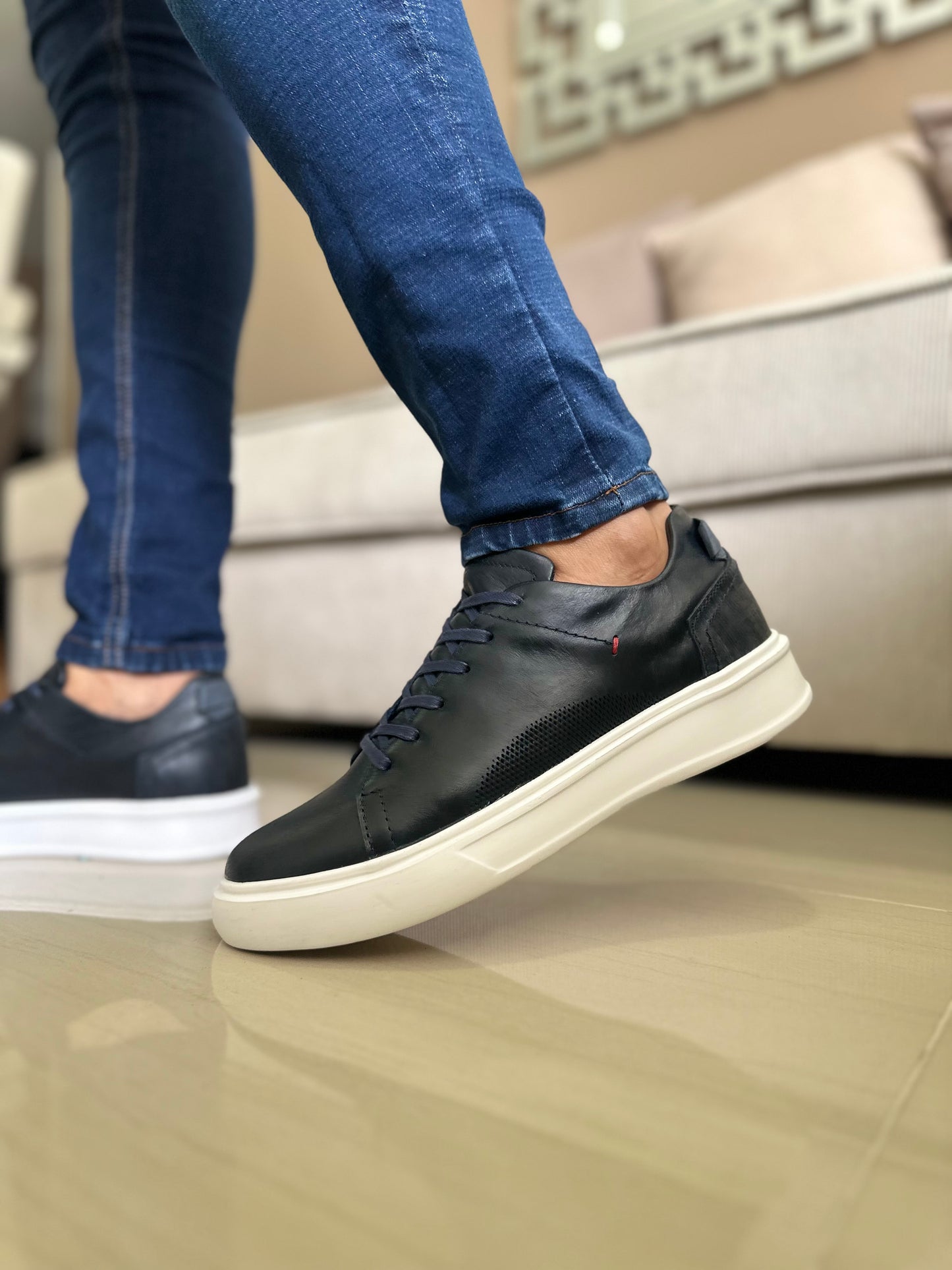 SNEAKERS NEW -CUERO VACUNO REF 3312 AZUL