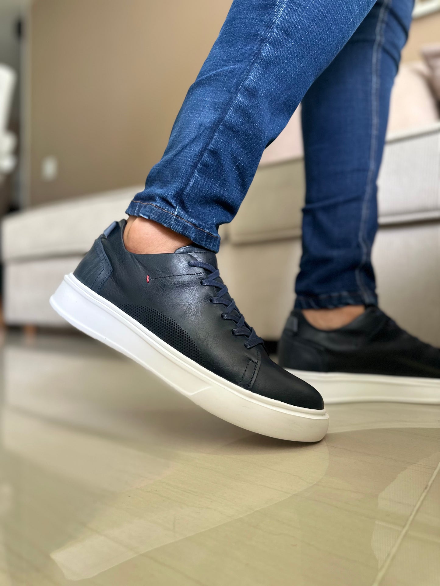 SNEAKERS NEW -CUERO VACUNO REF 3312 AZUL