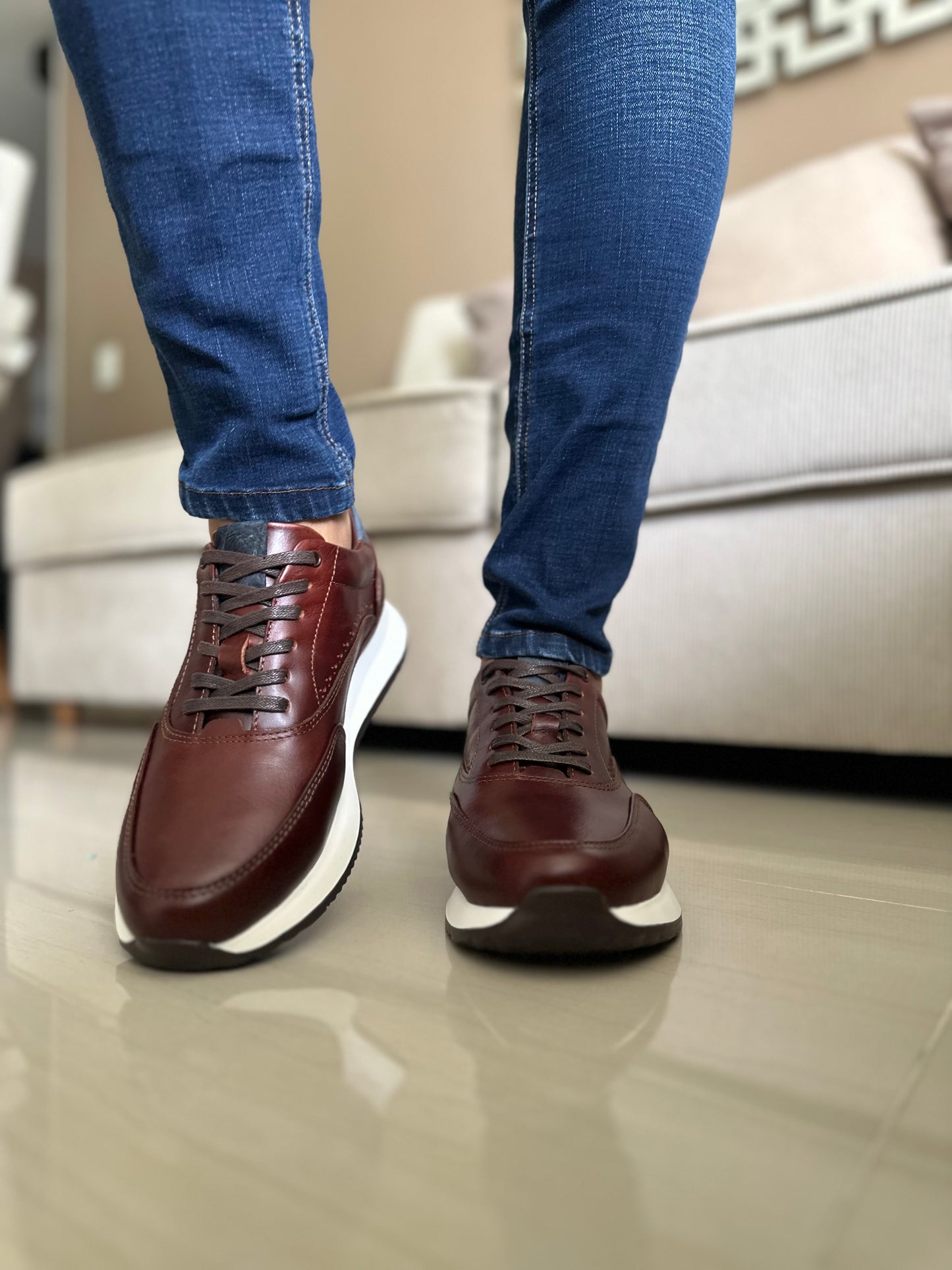 SNEAKERS TOPAXI- CUERO LISO CONAC  REF:T15