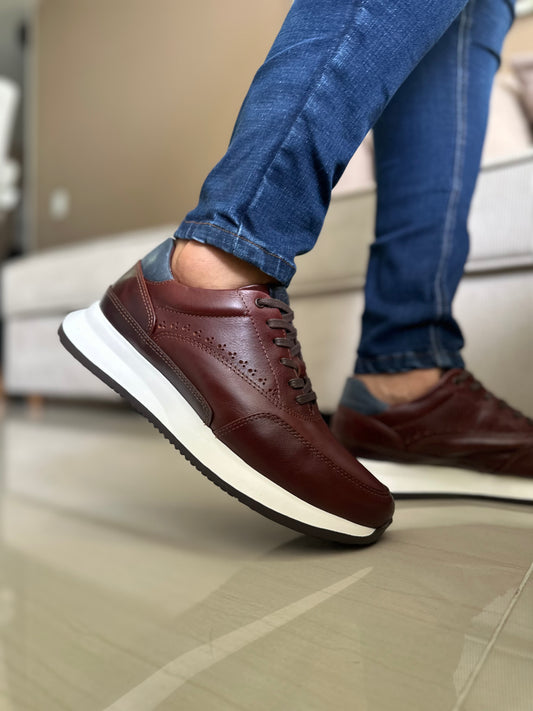 SNEAKERS TOPAXI- CUERO LISO CONAC  REF:T15