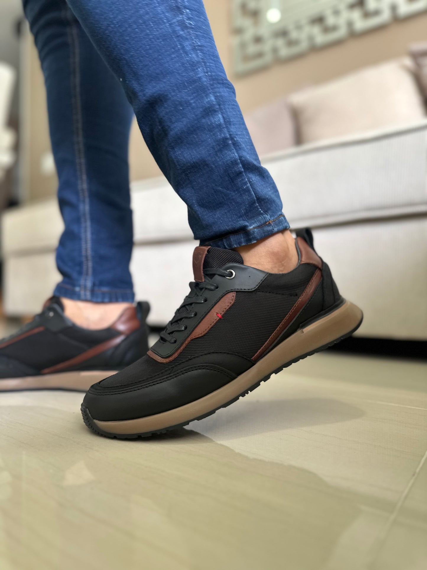 SNEAKERS GOP  EN CUERO\LONA -REF: 317 NEGRO