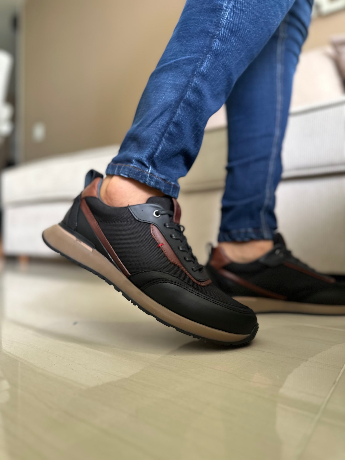 SNEAKERS GOP  EN CUERO\LONA -REF: 317 NEGRO
