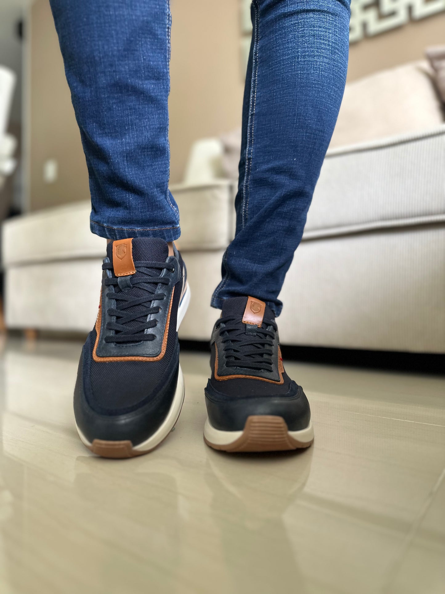 SNEAKERS GOP  EN CUERO\LONA -REF: 317 AZUL