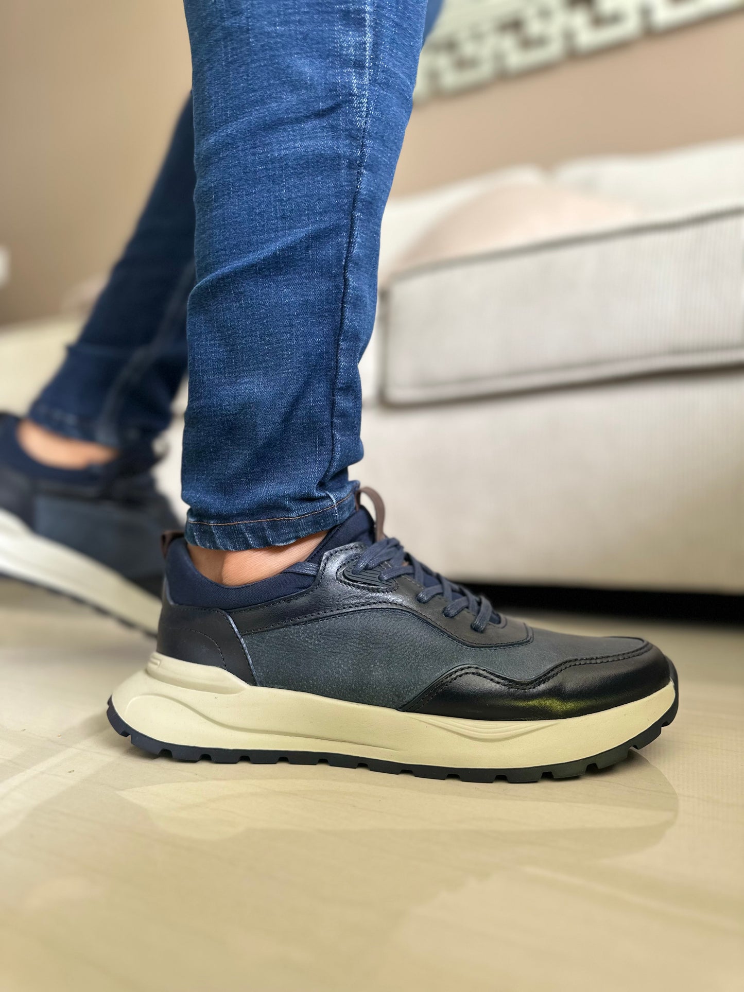 SNEAKERS BIN -CUERO REF: 3308 AZULES