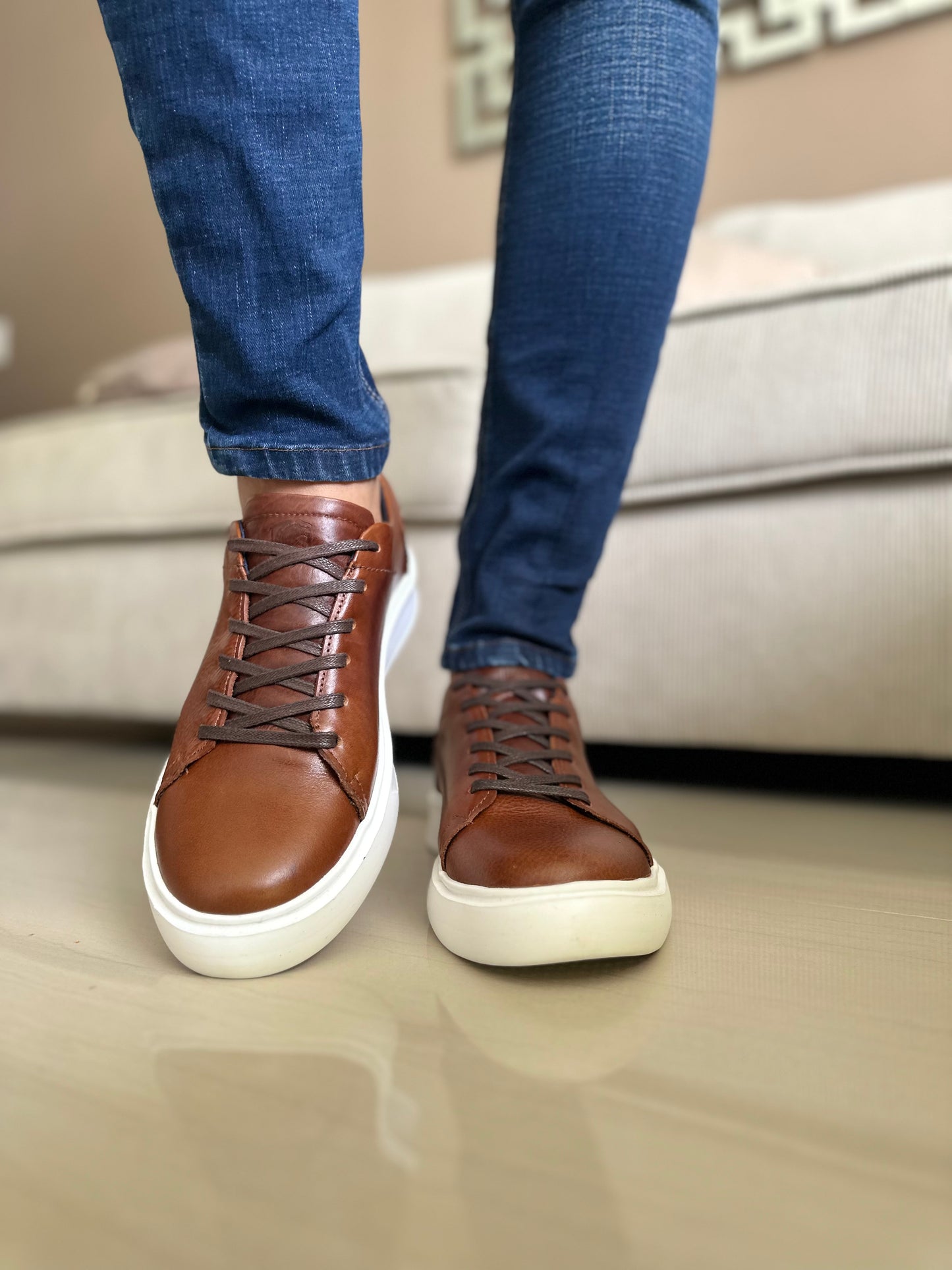 SNEAKERS NEW -CUERO VACUNO REF:SPN 3312 MIEL