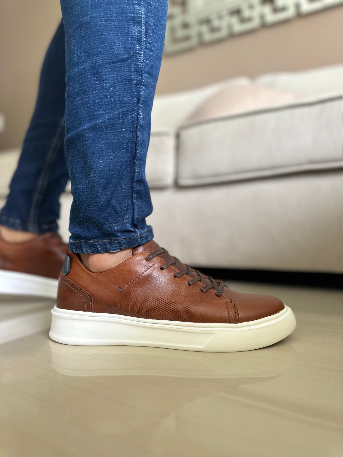 SNEAKERS NEW -CUERO VACUNO REF:SPN 3312 MIEL