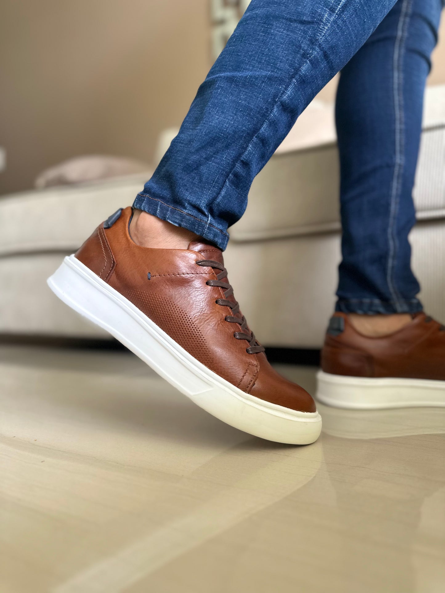 SNEAKERS NEW -CUERO VACUNO REF:SPN 3312 MIEL