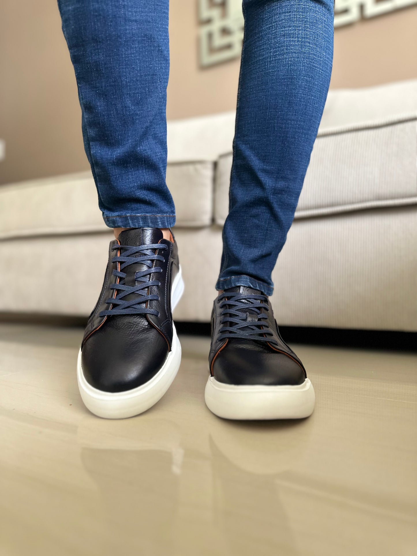SNEAKERS NEW -CUERO VACUNO COLOR AZUL
