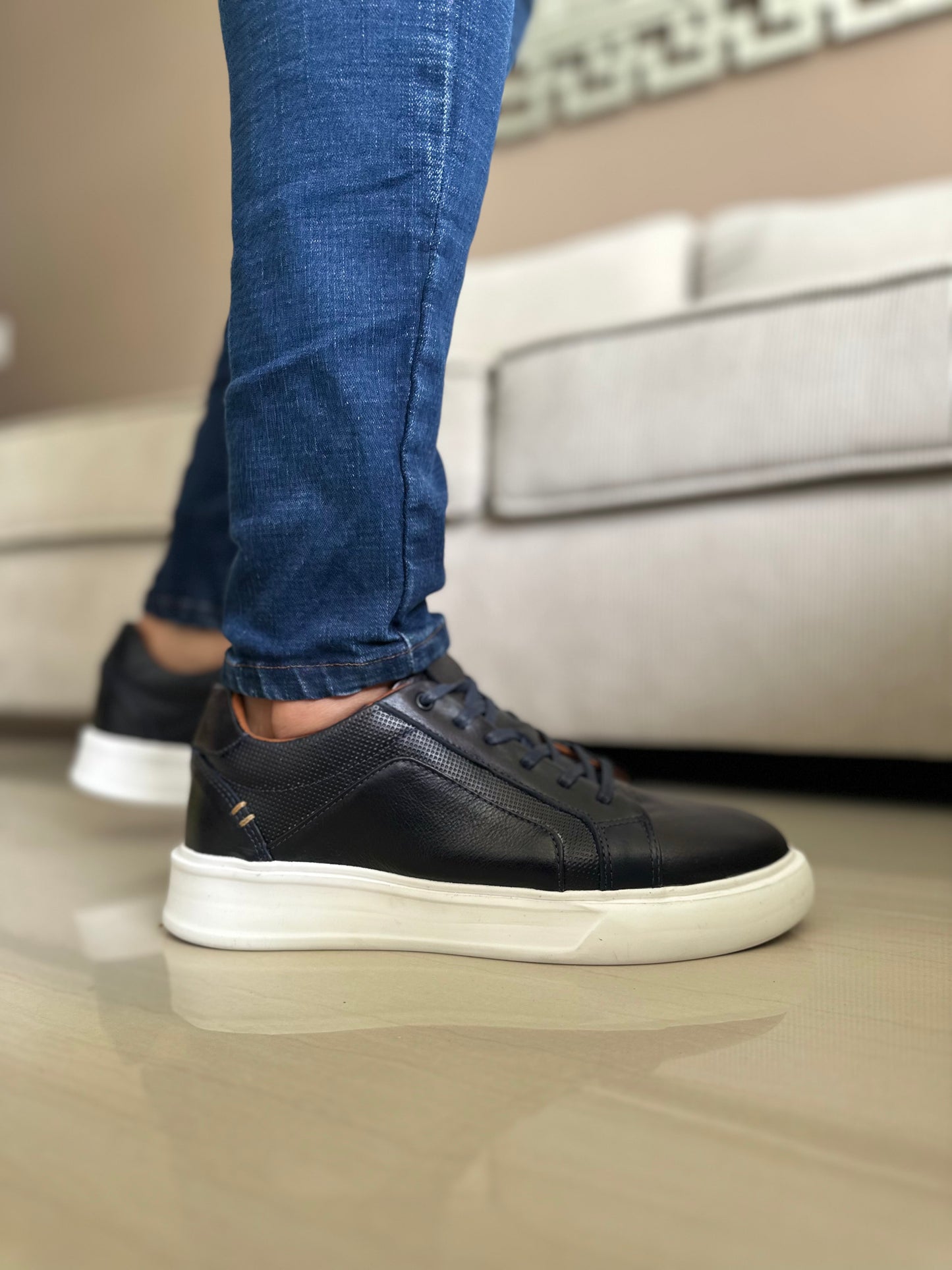 SNEAKERS NEW -CUERO VACUNO COLOR AZUL