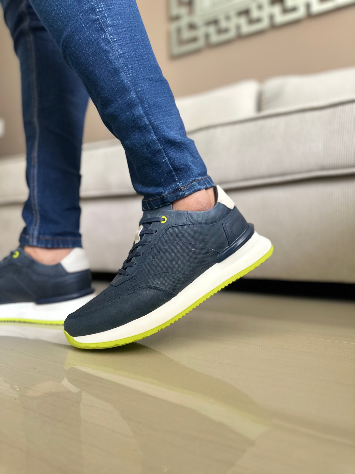 SNEAKERS CUERO-AZULXVERDE