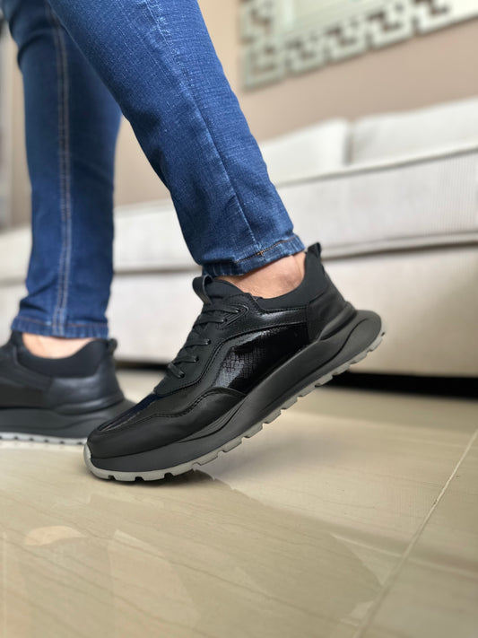 SNEAKERS BIN -CUERO REF: 3308 NEGRO