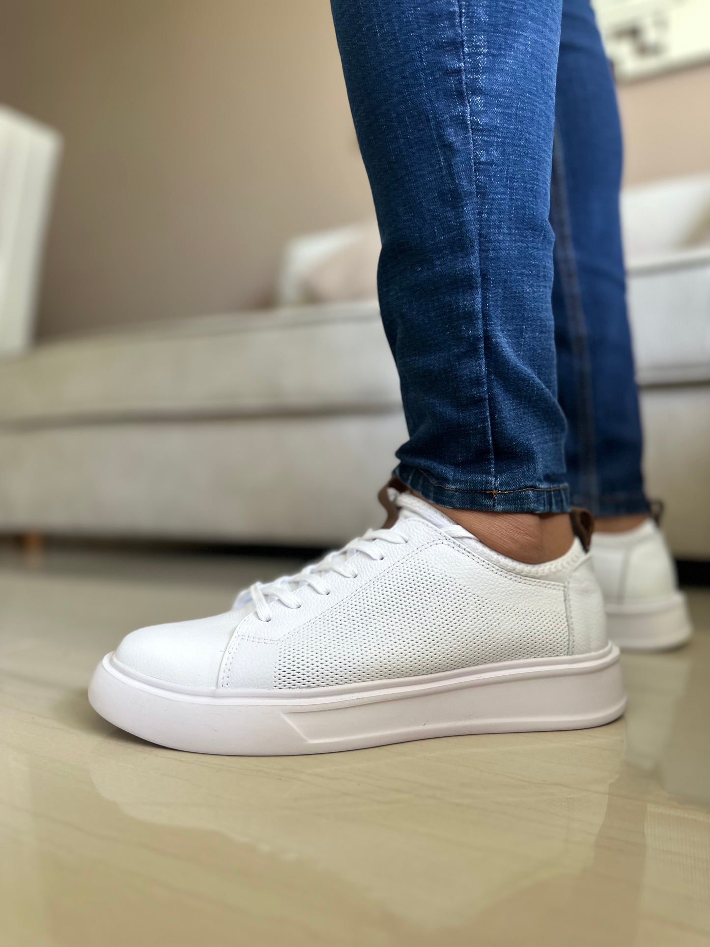 SNEAKER SPLIT BLANCOS - EN CUERO - PARA HOMBRE - REF: SPN 3021