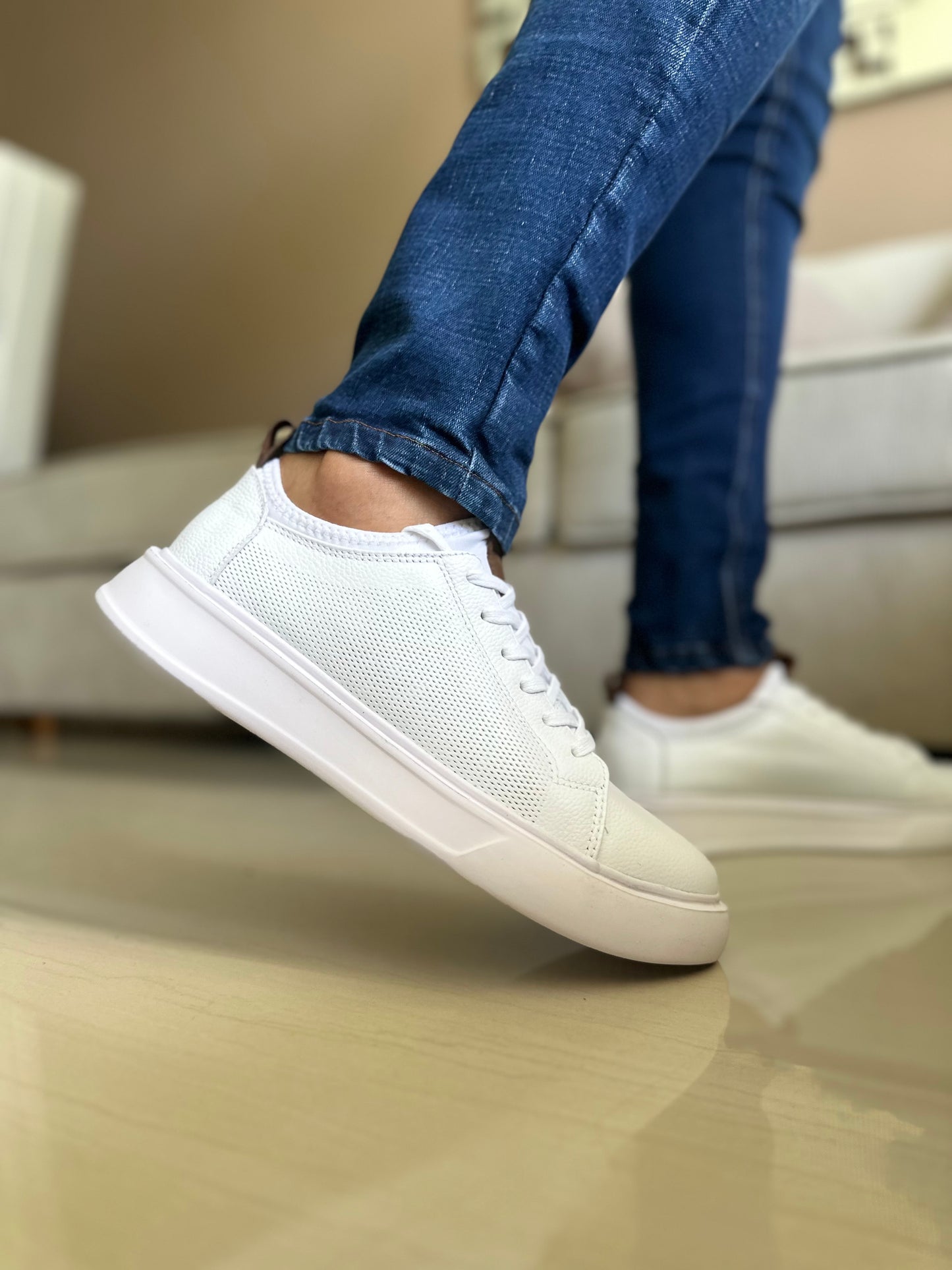 SNEAKER SPLIT BLANCOS - EN CUERO - PARA HOMBRE - REF: SPN 3021