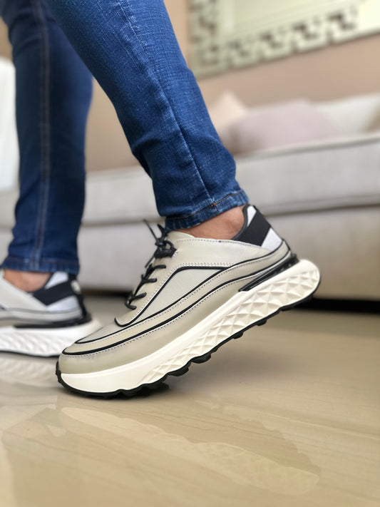 SNEAKERS OLI GRIS-CUERO VACUNO -REF 3309