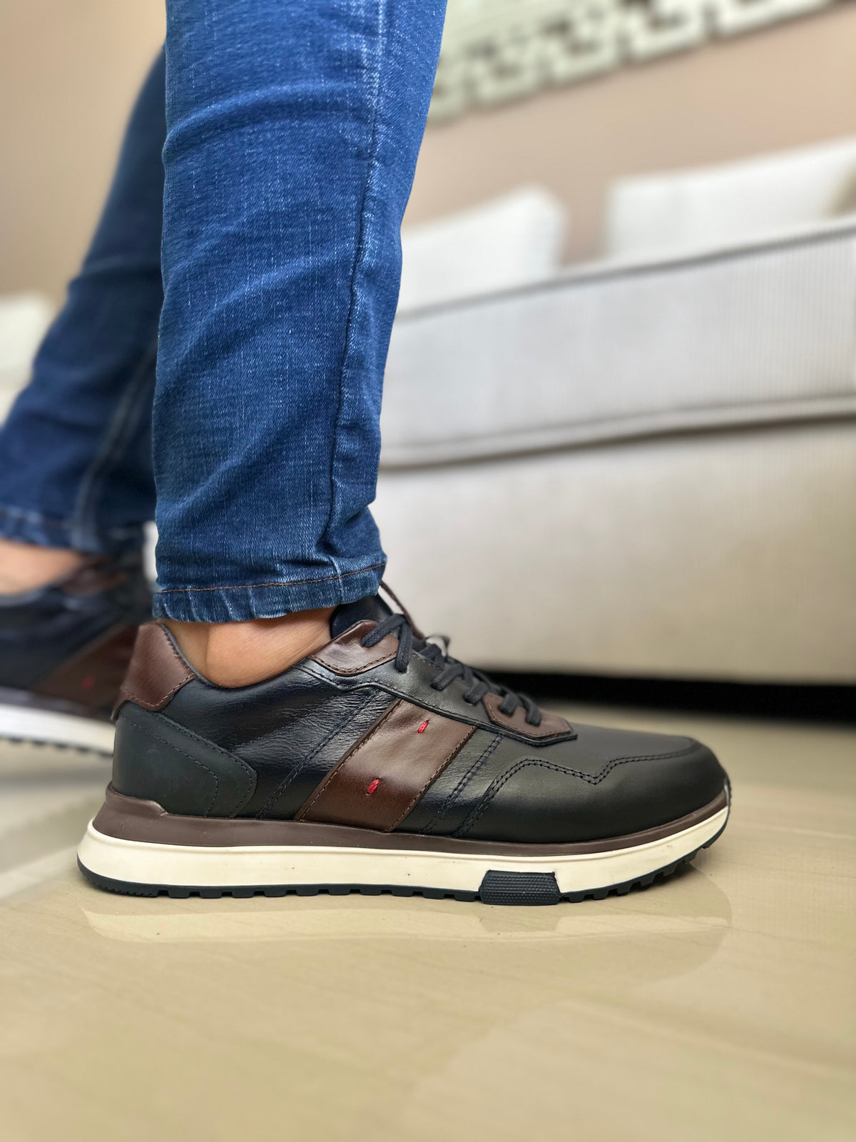 SNEAKERS TUW  EN CUERO-REF: 2091 CANELA
