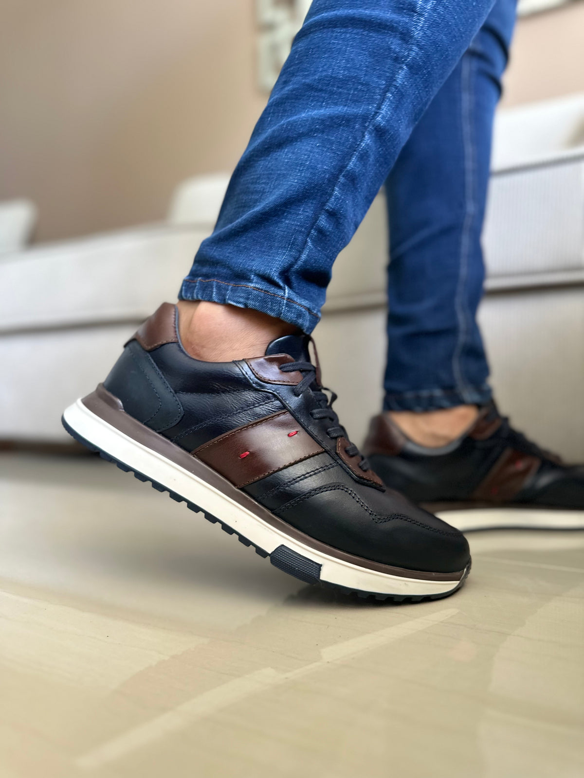 SNEAKERS TUW  EN CUERO-REF: 2091 CANELA